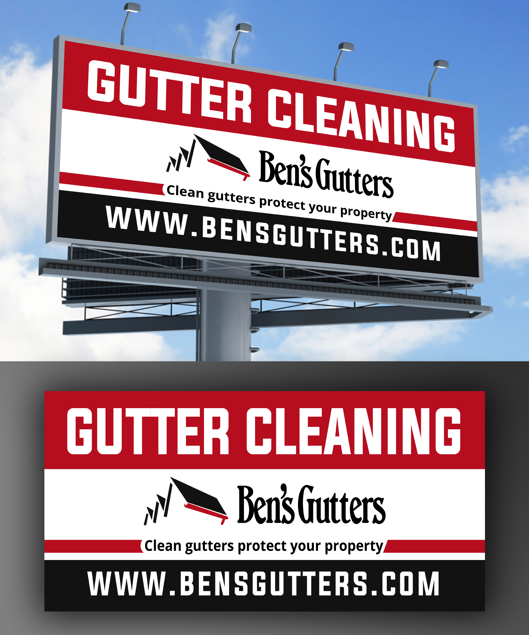 Diseño de Cartelera por LAXMI DESIGNHUB para Bens Gutters Commercial | Diseño #29534446