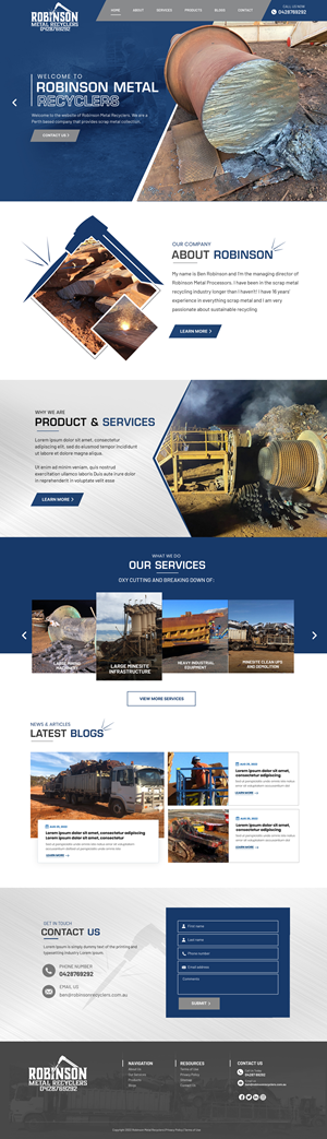 Web Design by Blue Sparrow for Robinson Metal Recyclers | Design: #29549651