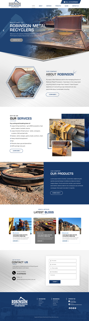 Web Design by Blue Sparrow for Robinson Metal Recyclers | Design: #29549652