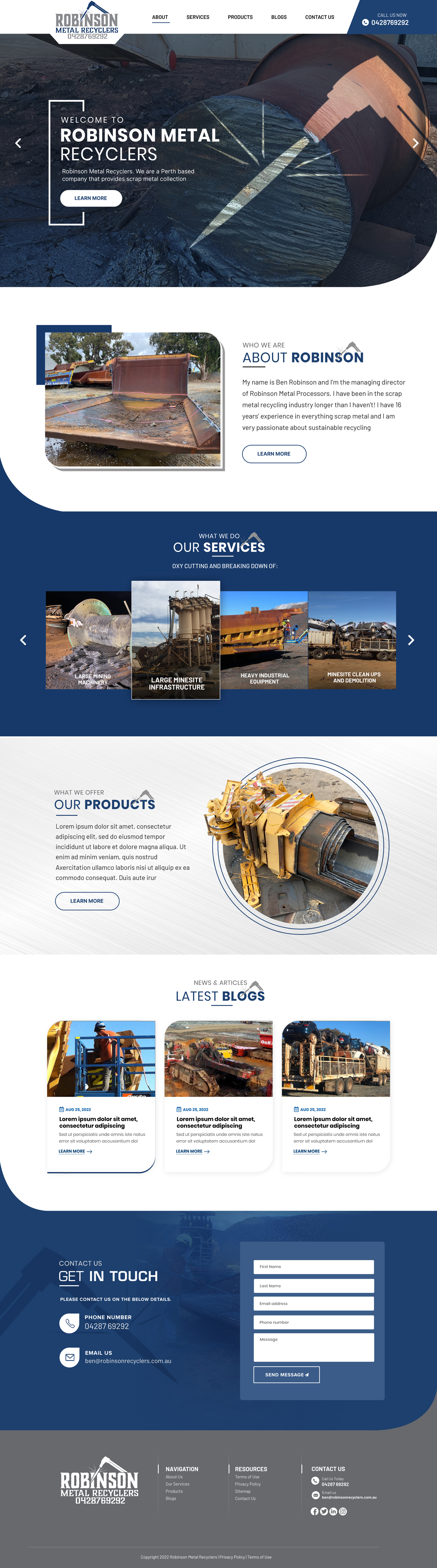Web-Design von Blue Sparrow für Robinson Metal Recyclers | Design #29551249