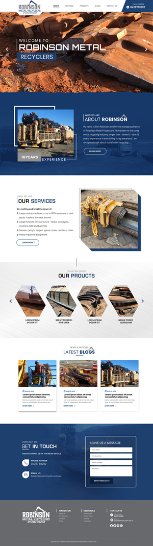Web Design by Blue Sparrow for Robinson Metal Recyclers | Design: #29551404