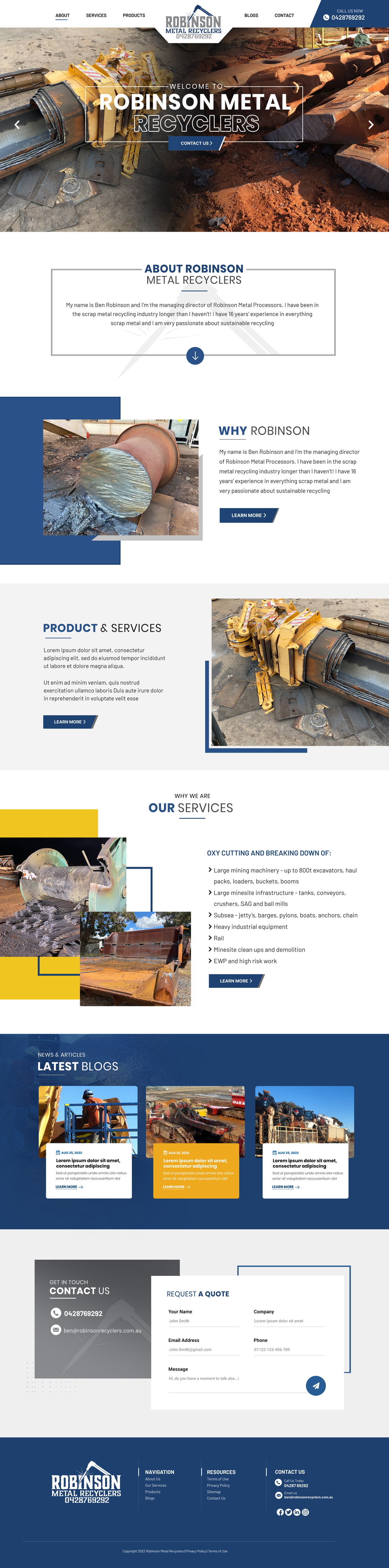 Diseño Web por Blue Sparrow para Robinson Metal Recyclers | Diseño #29553860