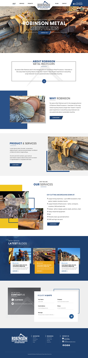 Web Design by Blue Sparrow for Robinson Metal Recyclers | Design: #29553860