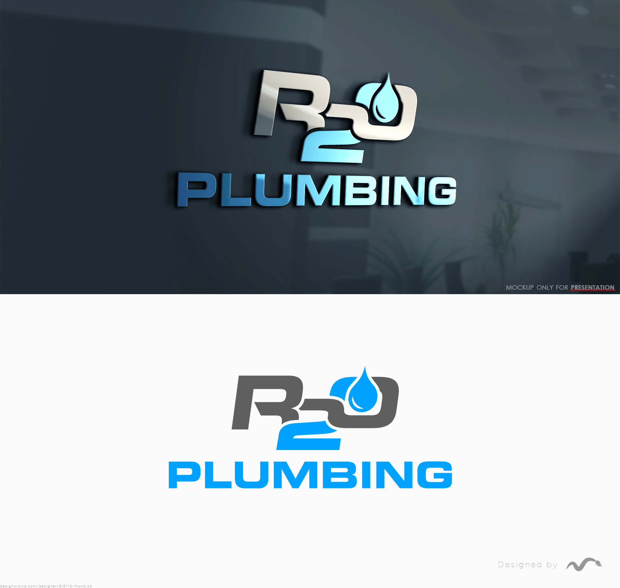 Diseño de Logo por Mono.co para R2O Plumbing  | Diseño: #29545885