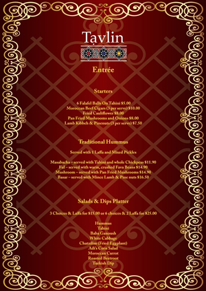 Menu Design by yatana for this project | Design #3178188