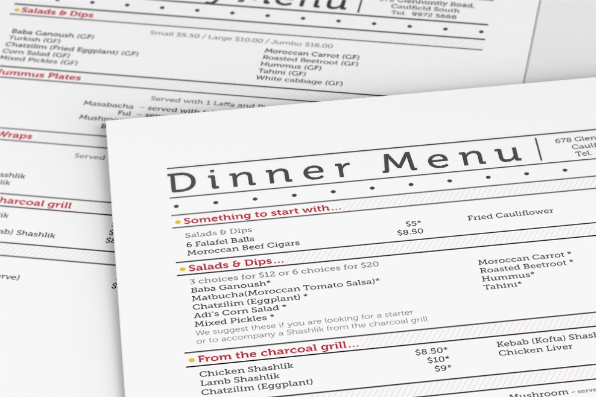 Menu Design by Vinchi for this project | Design #3170633
