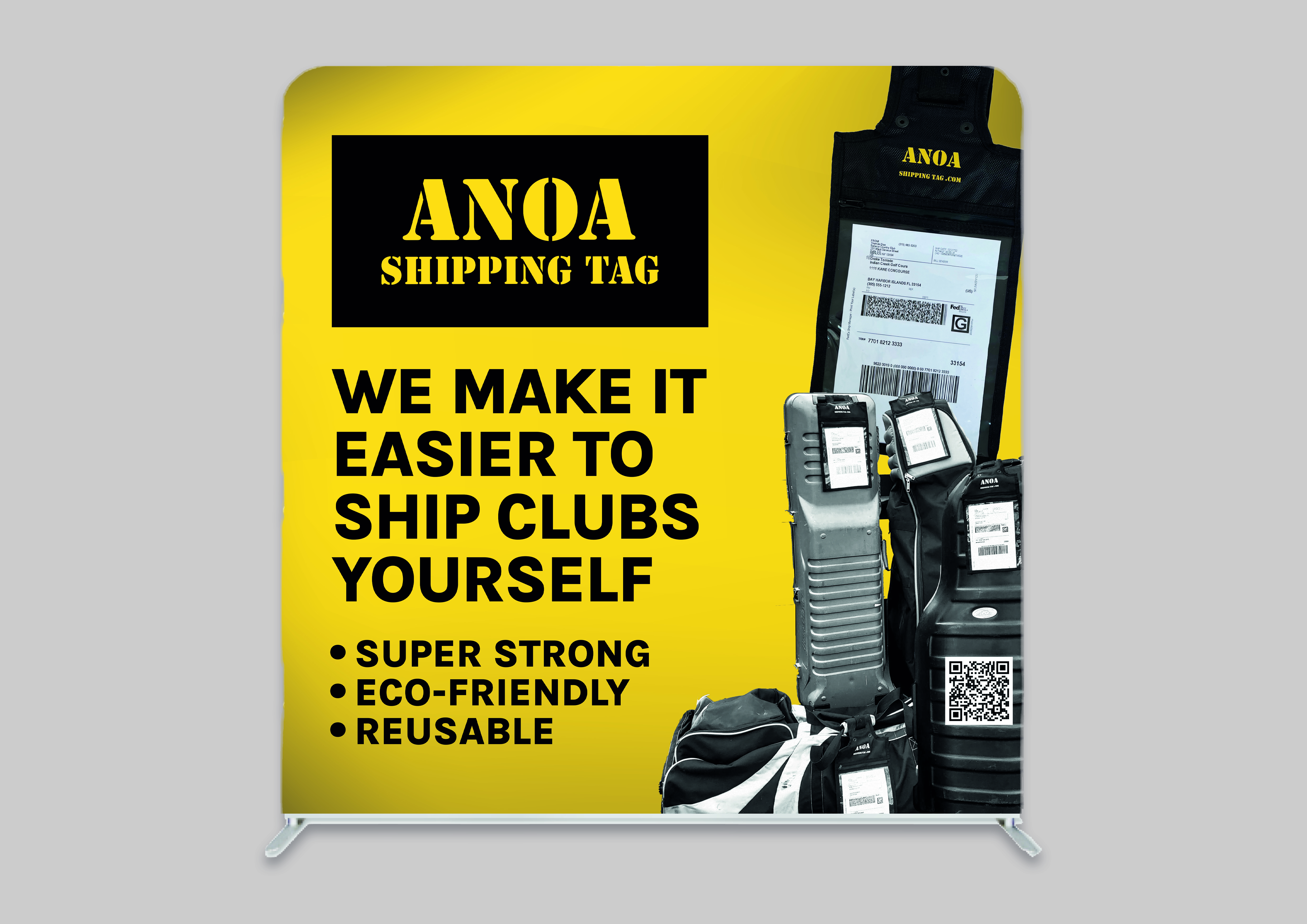 Trade Show Booth Design by MarkoE for ANOA SHIPPING TAG | Design #29607417