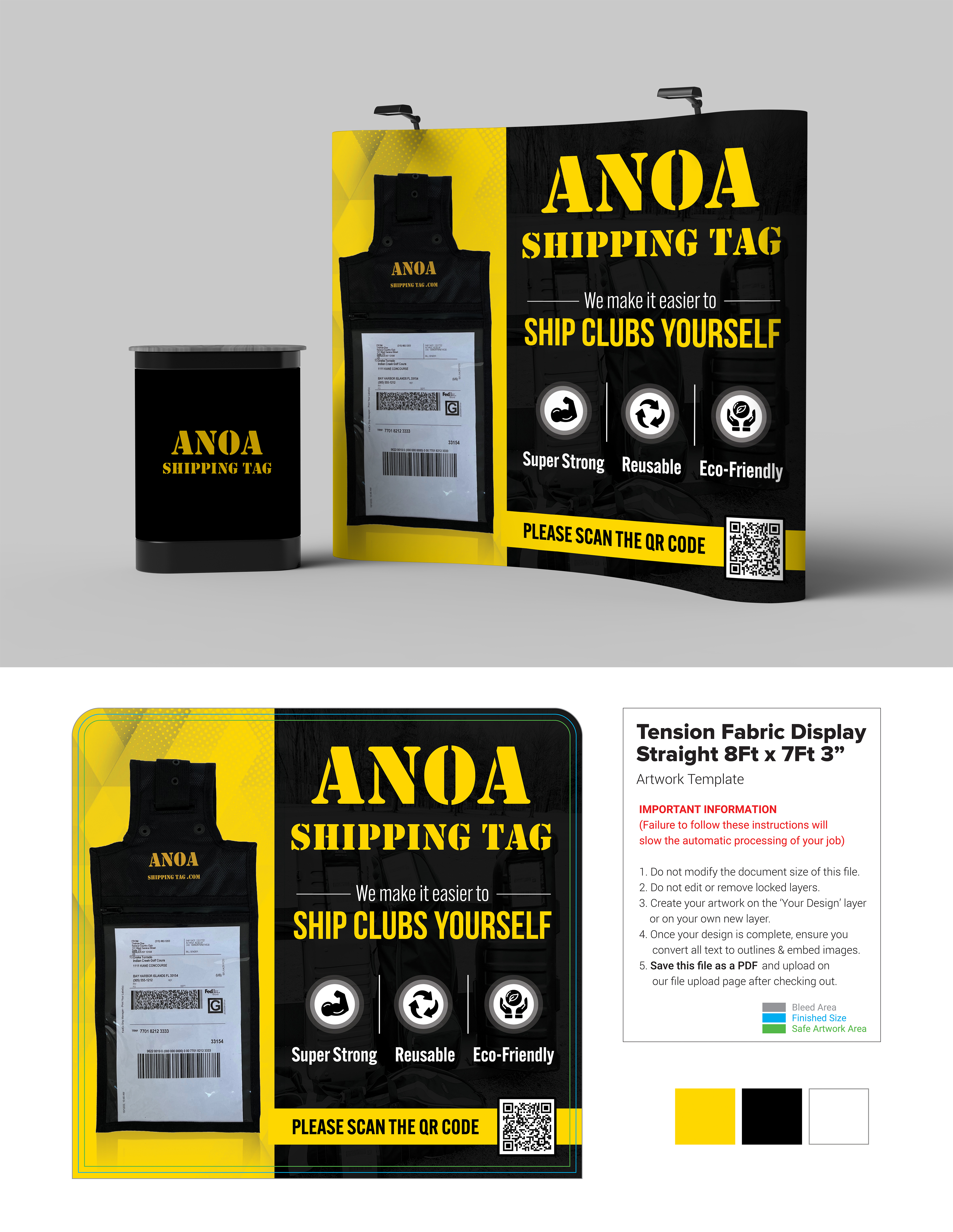 Trade Show Booth Design by SAI DESIGNS for ANOA SHIPPING TAG | Design #29603625