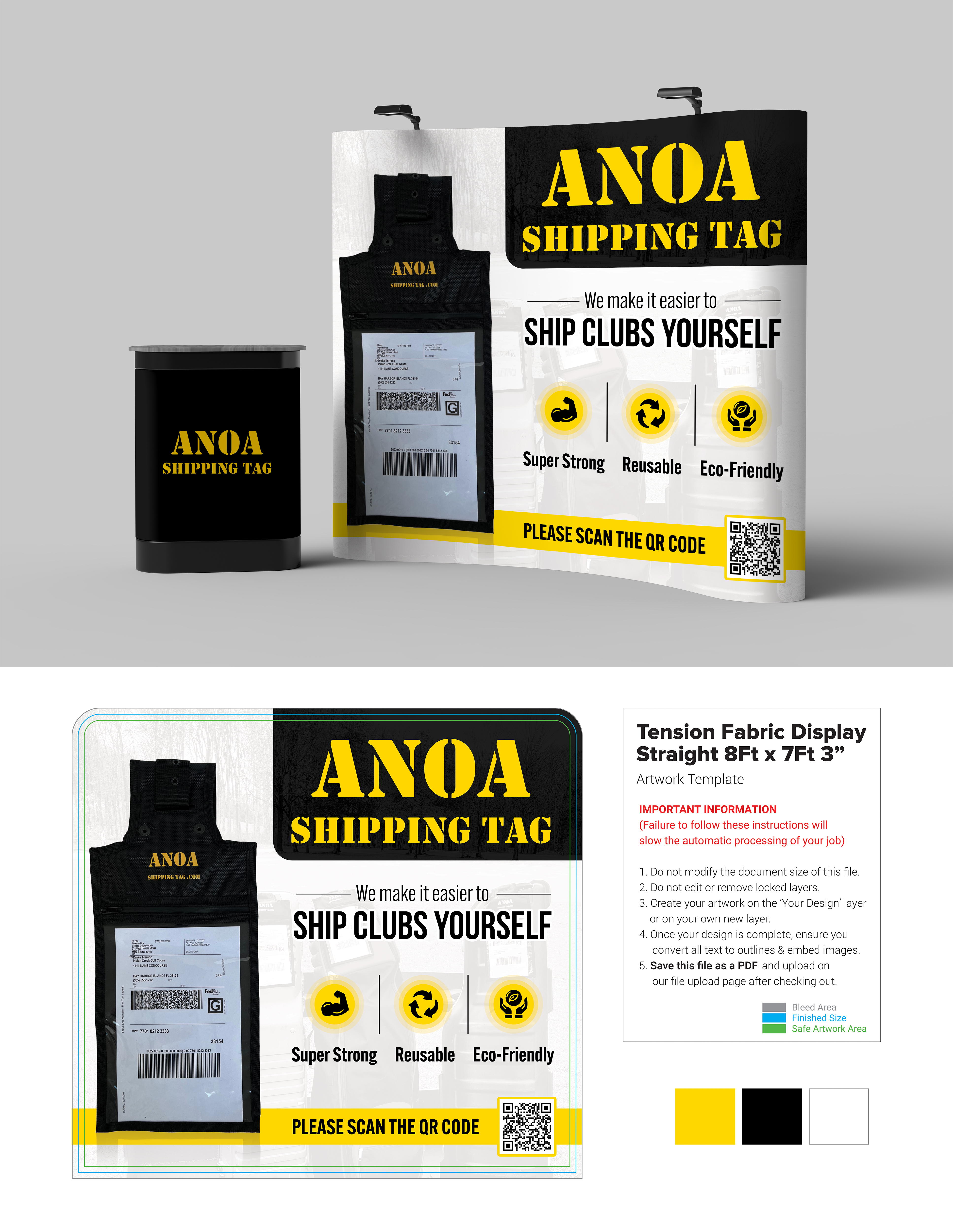 Trade Show Booth Design by SAI DESIGNS for ANOA SHIPPING TAG | Design #29610552