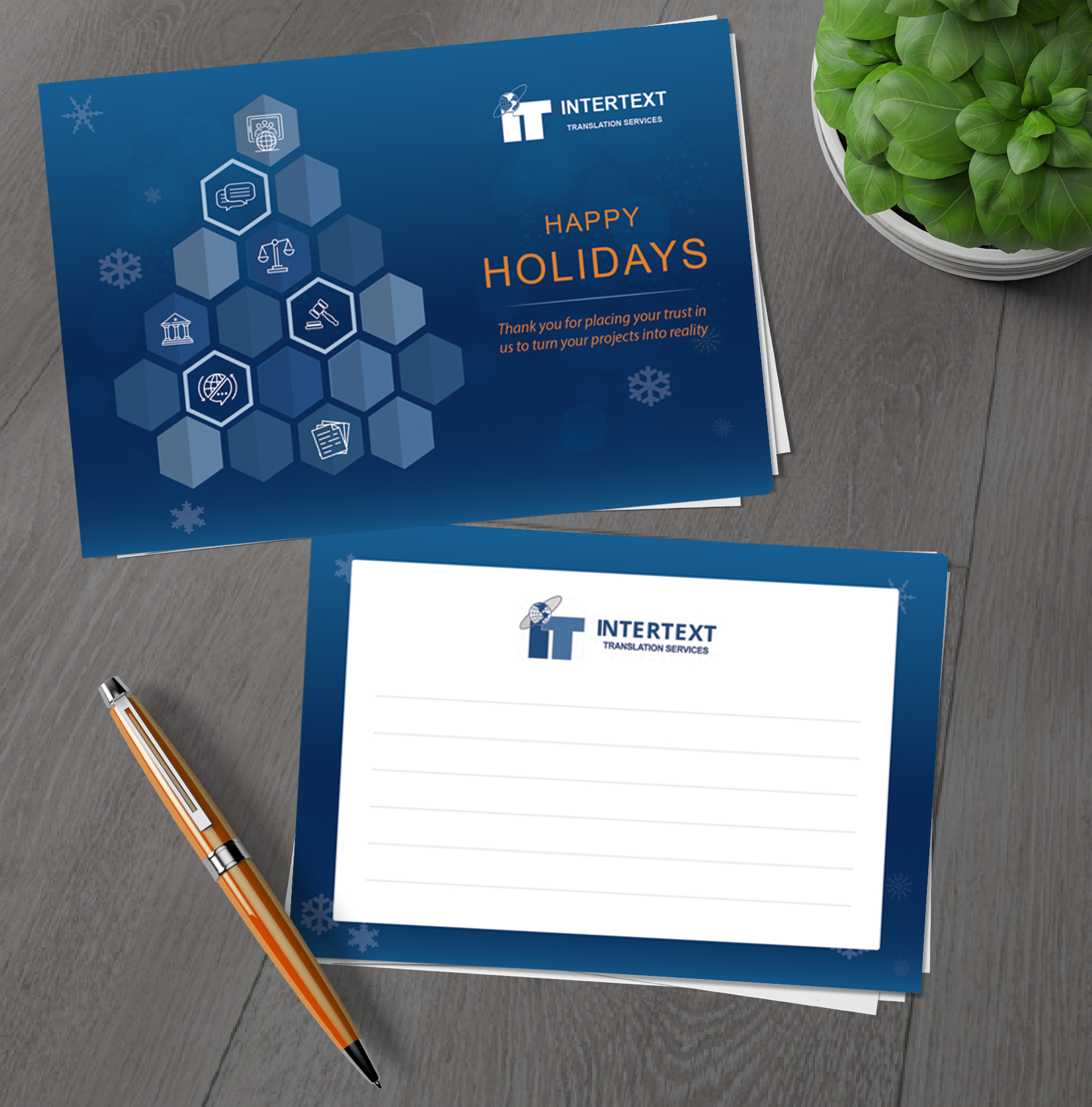 Greeting Card Design by alex989 for INTERTEXT Traducción y documentación multilingüe, S.L. | Design #29673259