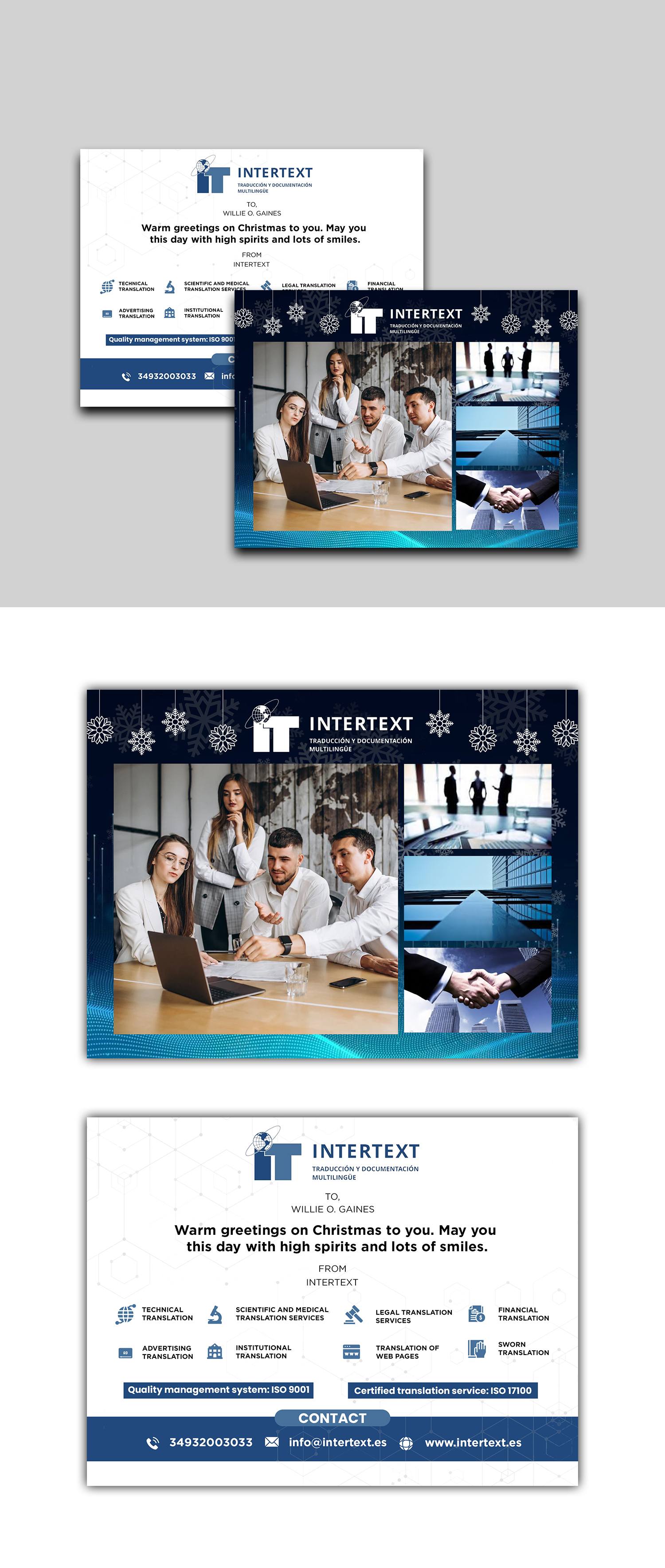 Greeting Card Design by debdesign for INTERTEXT Traducción y documentación multilingüe, S.L. | Design #29613022