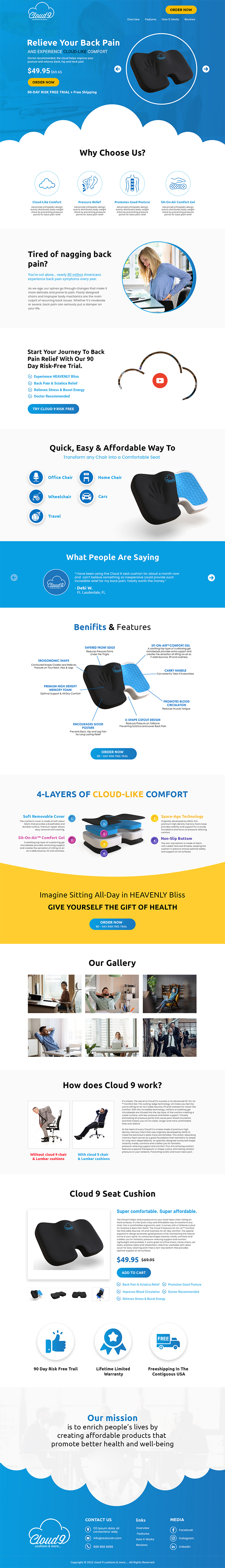 Shopify Design by MAHABA for Cloud 9 Pillows & More  LLC  | Design #29653121