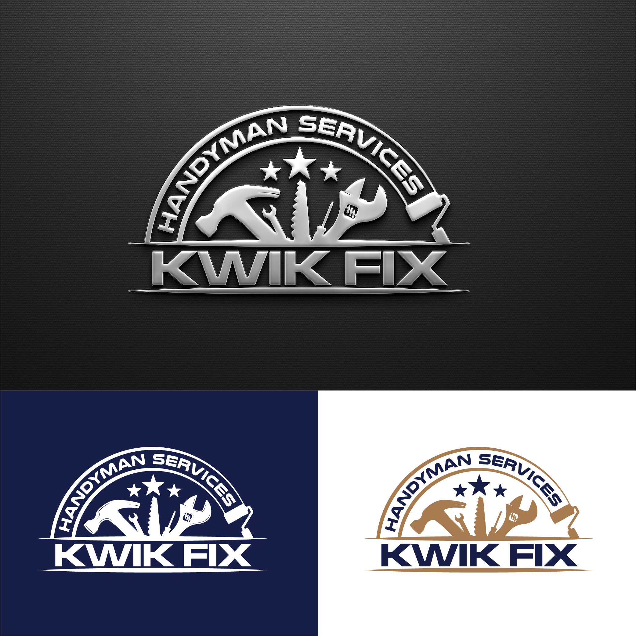 Logo Design by 3Guys for Kwik Fix Handyman Services LLC | Design #29654963