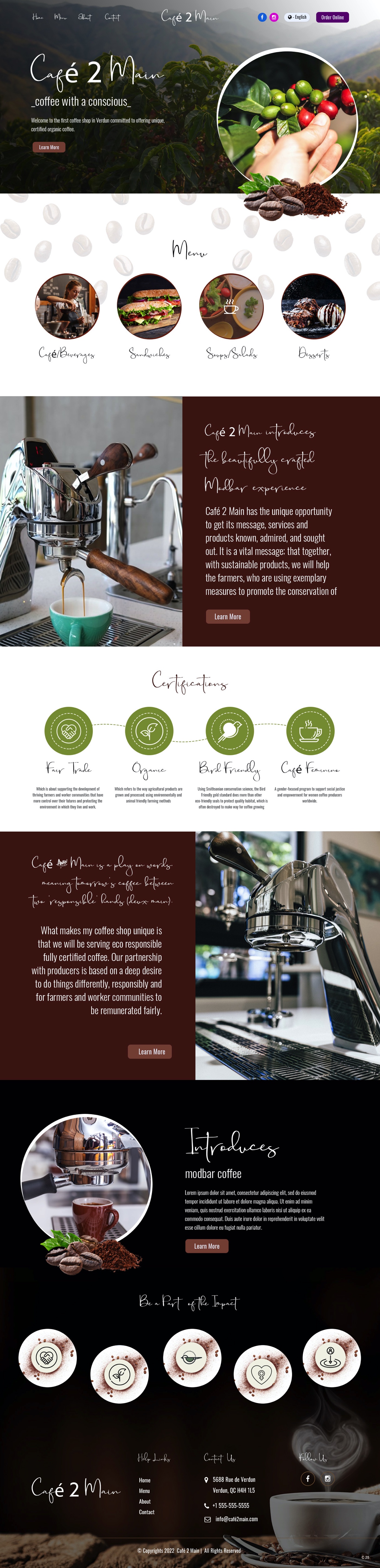 Web Design by pb for Café 2 Main Inc. | Design #29779107