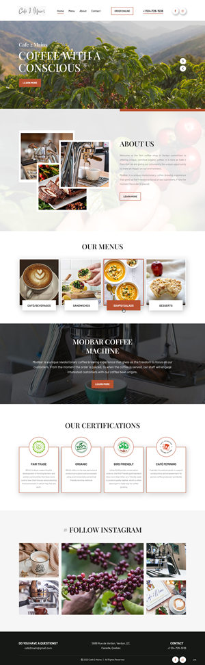 Web Design by pb for Café 2 Main Inc. | Design: #29785189