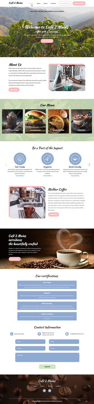 Web Design by pb for Café 2 Main Inc. | Design: #29785190
