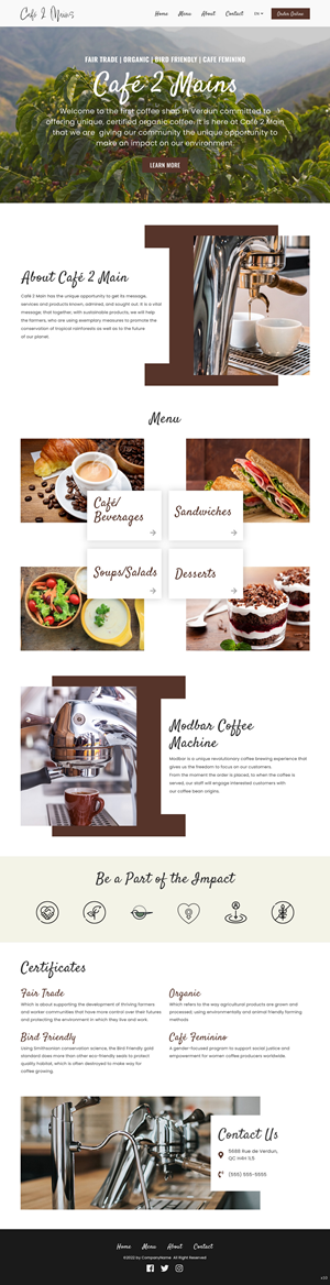 Web Design by pb for Café 2 Main Inc. | Design: #29791184