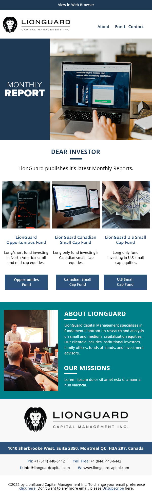 Email Marketing Design by Expert Designer for LionGuard Capital Management Inc. | Design #29700743