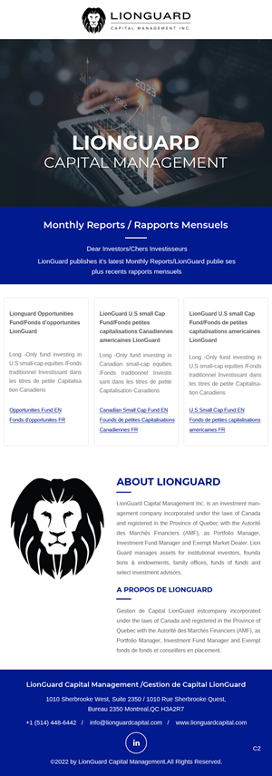 Diseño de Mercadeo por Correo Electrónico por pb para LionGuard Capital Management Inc. | Diseño: #29702888