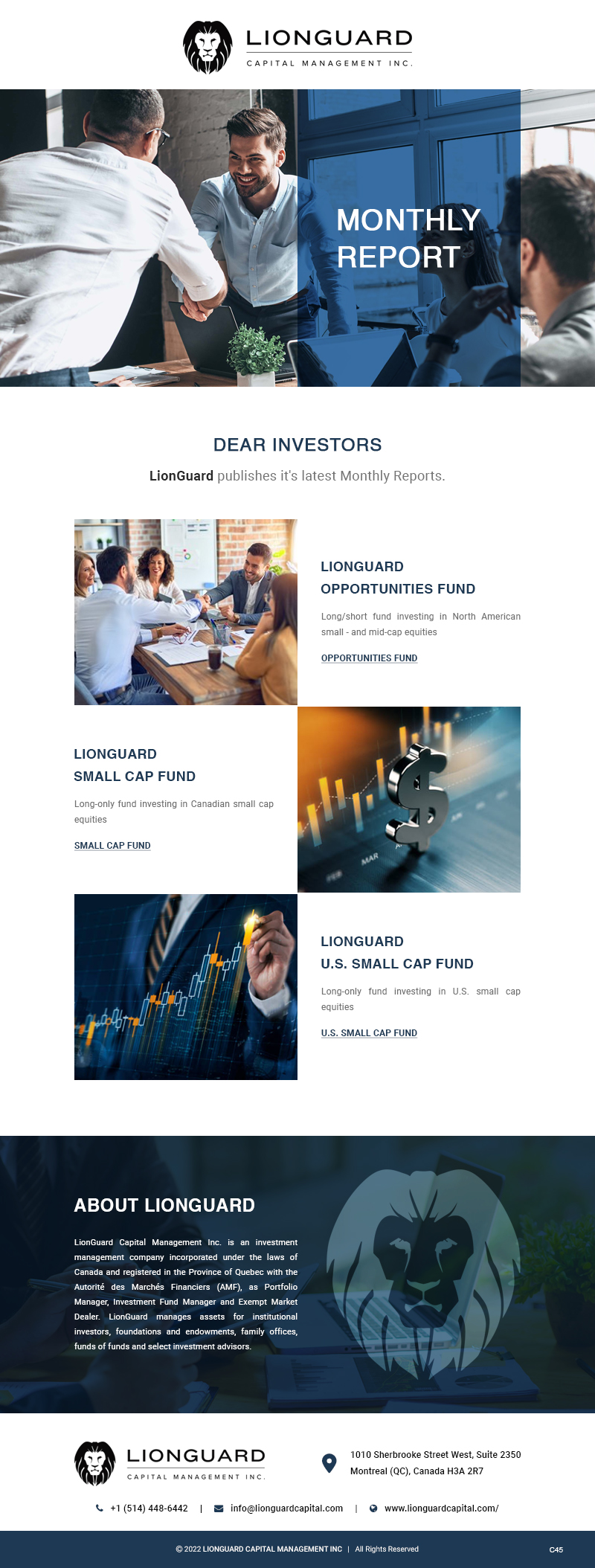 Diseño de Mercadeo por Correo Electrónico por pb para LionGuard Capital Management Inc. | Diseño #29708699