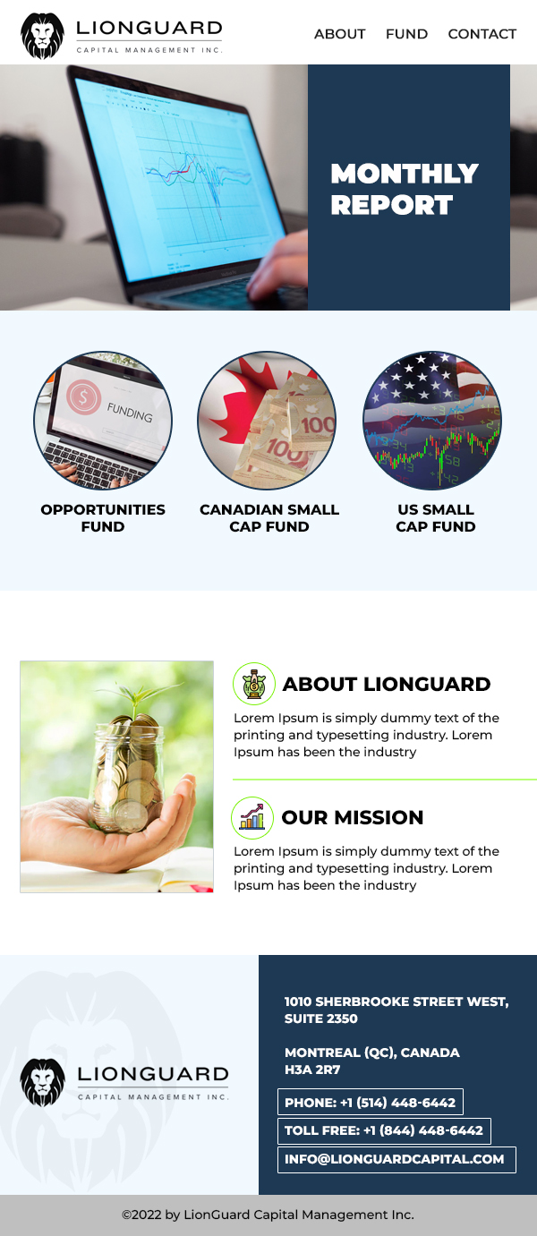 Email Marketing Design by Pd Work for LionGuard Capital Management Inc. | Design #29705402