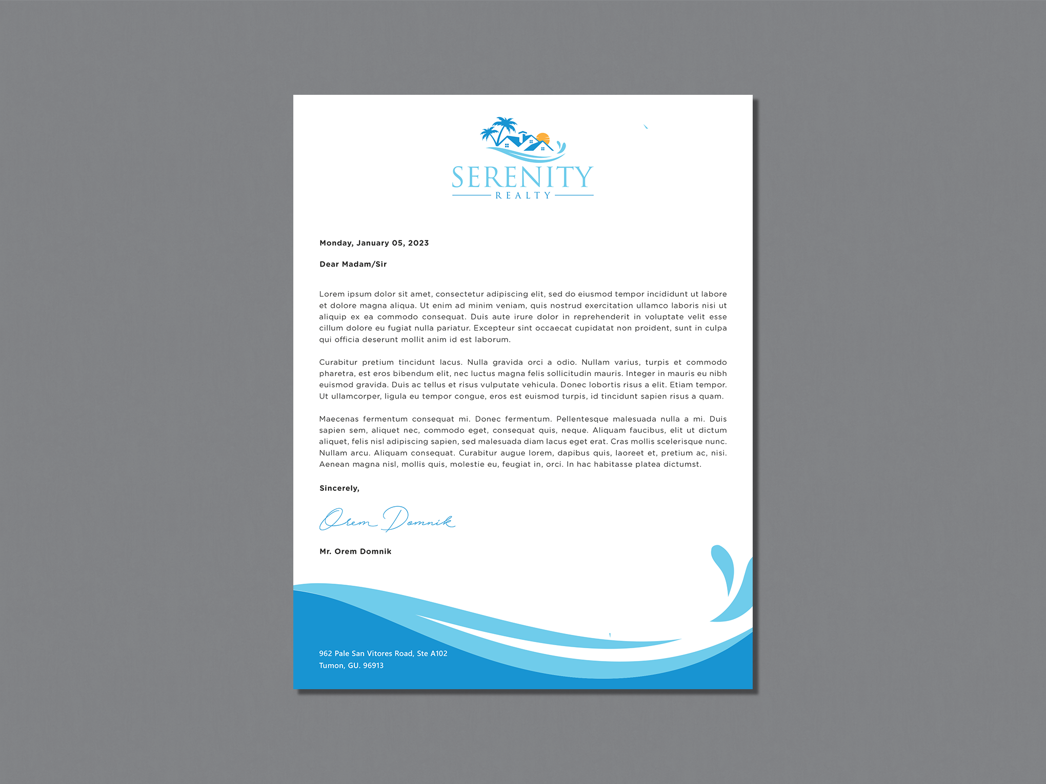 Letterhead Design by Creative Moon Design for Serenity Realty | Design #29704120