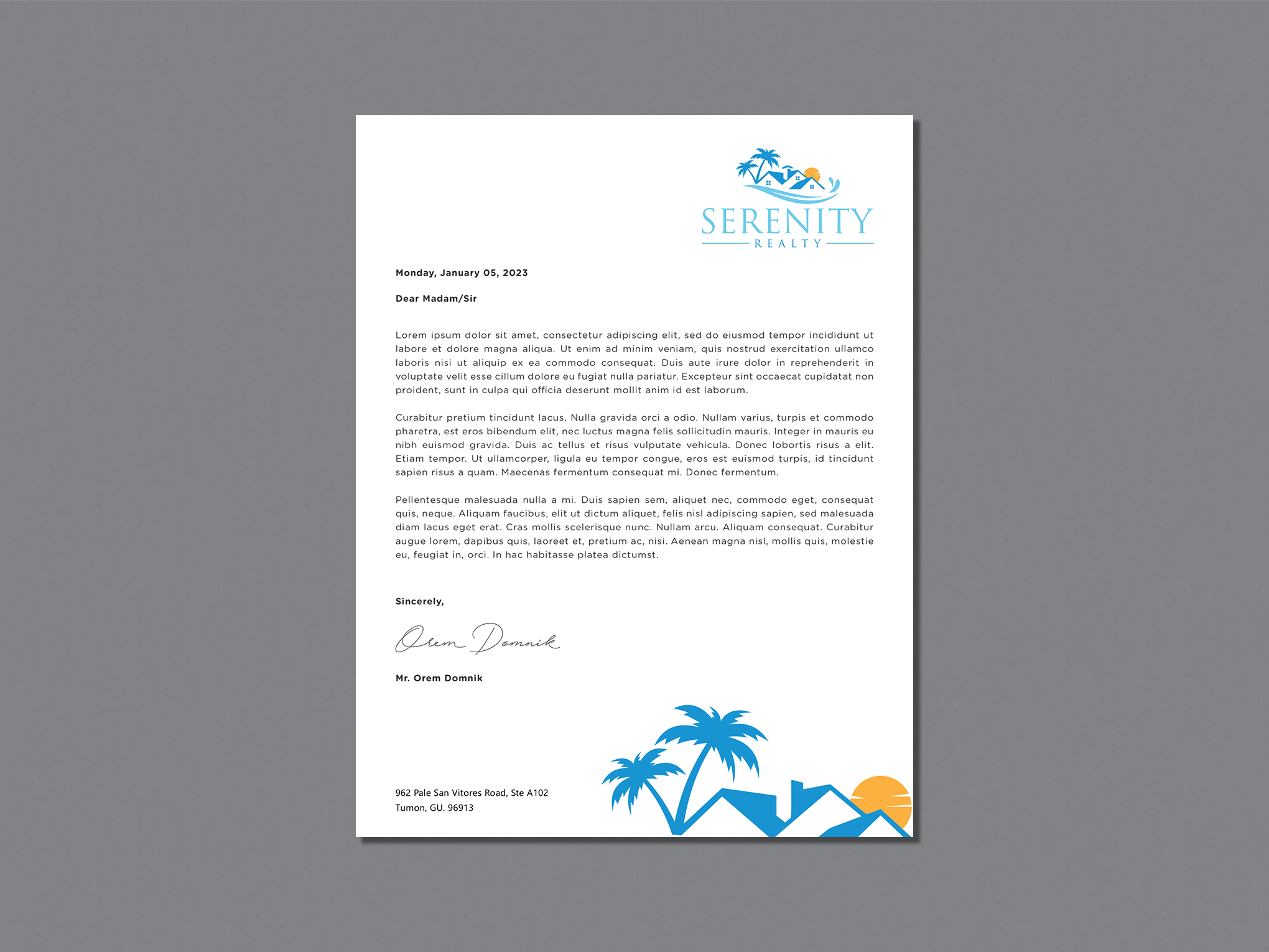 Letterhead Design by Creative Moon Design for Serenity Realty | Design #29704121