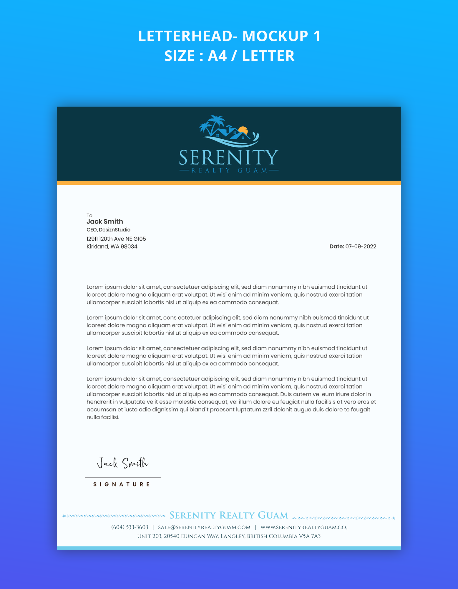 Letterhead Design by Expert Designer for Serenity Realty | Design #29701767