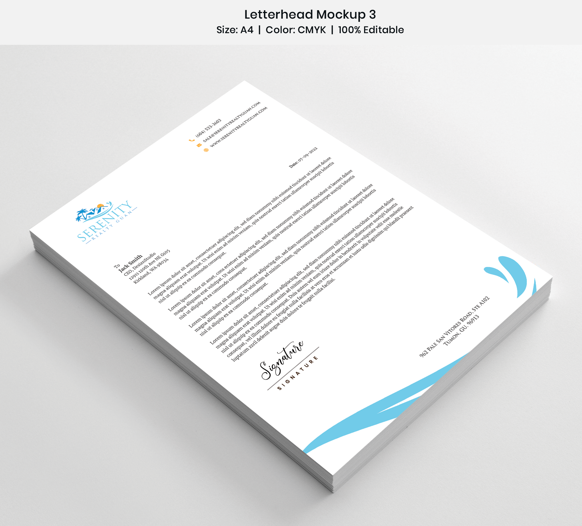 Letterhead Design by Expert Designer for Serenity Realty | Design #29711317
