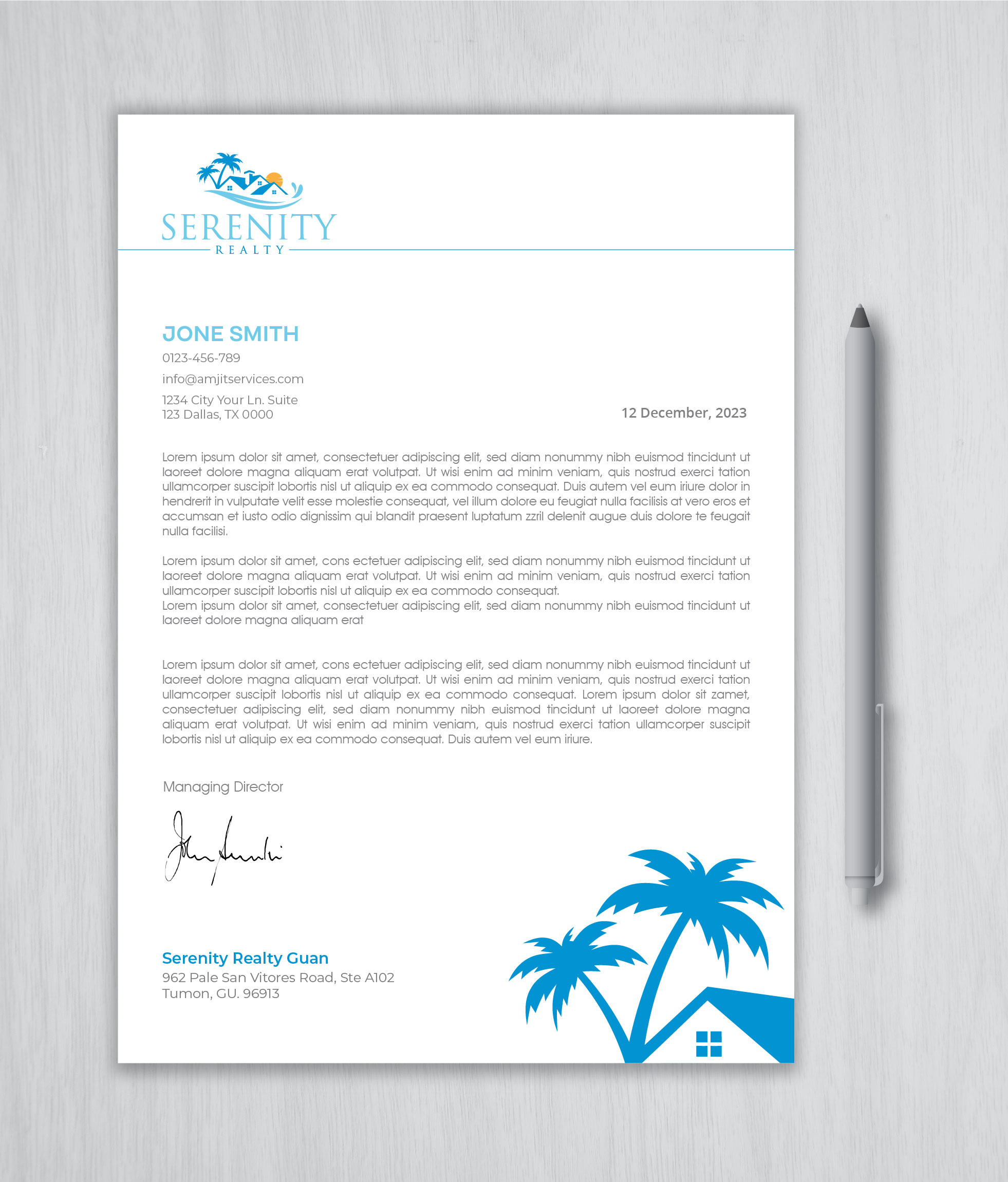 Letterhead Design by artbitin for Serenity Realty | Design #29706155