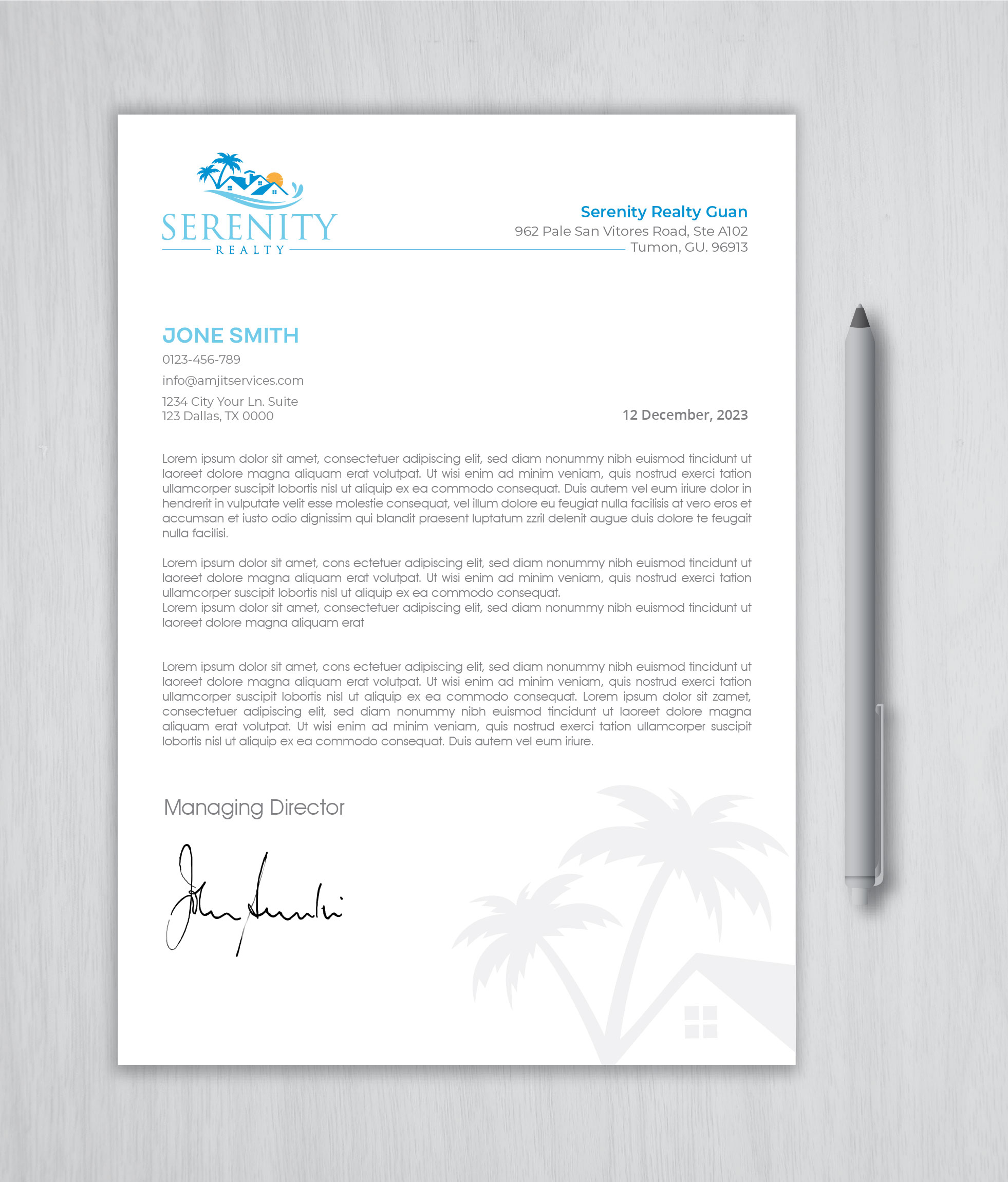 Letterhead Design by artbitin for Serenity Realty | Design #29706156