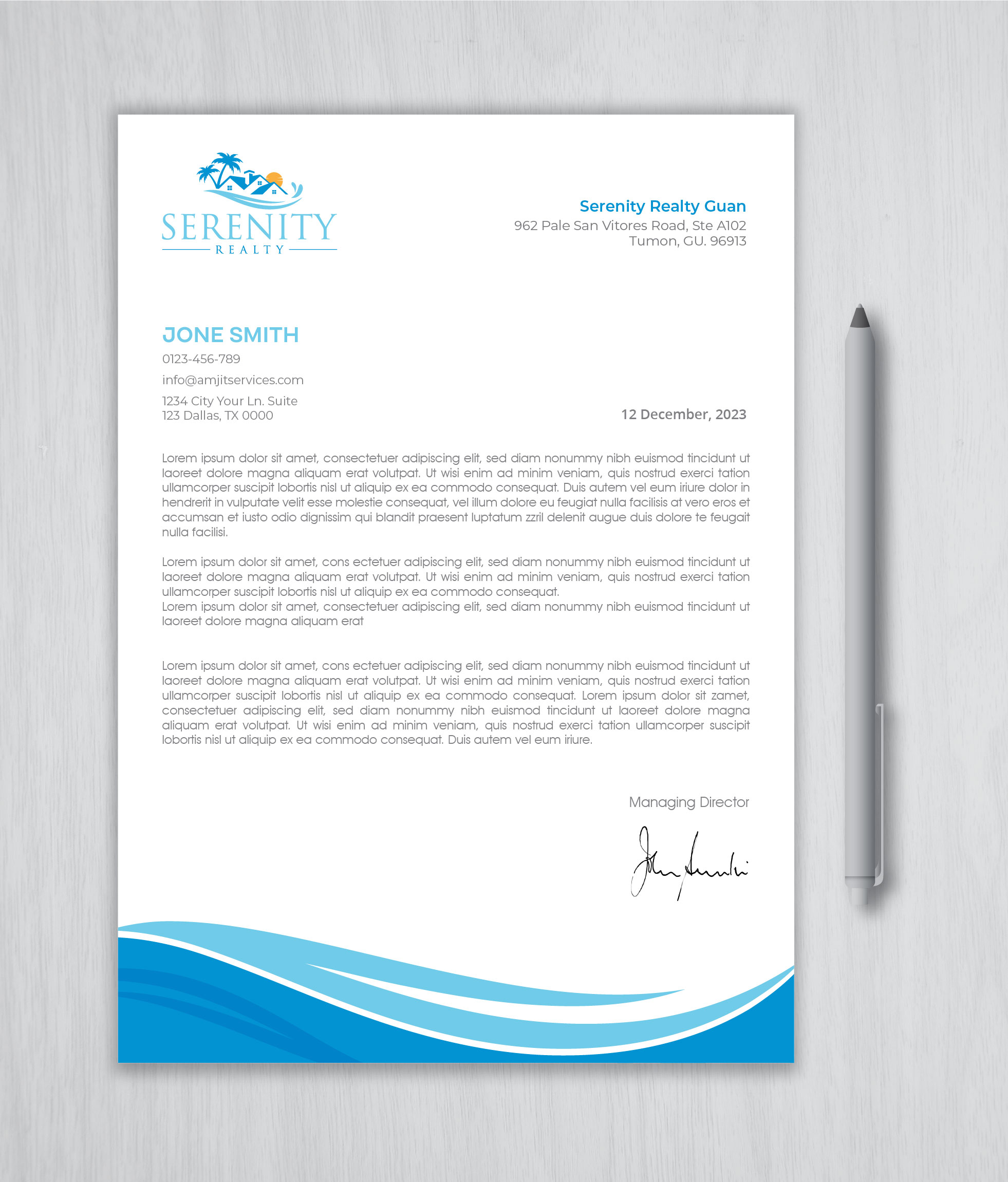 Letterhead Design by artbitin for Serenity Realty | Design #29706157