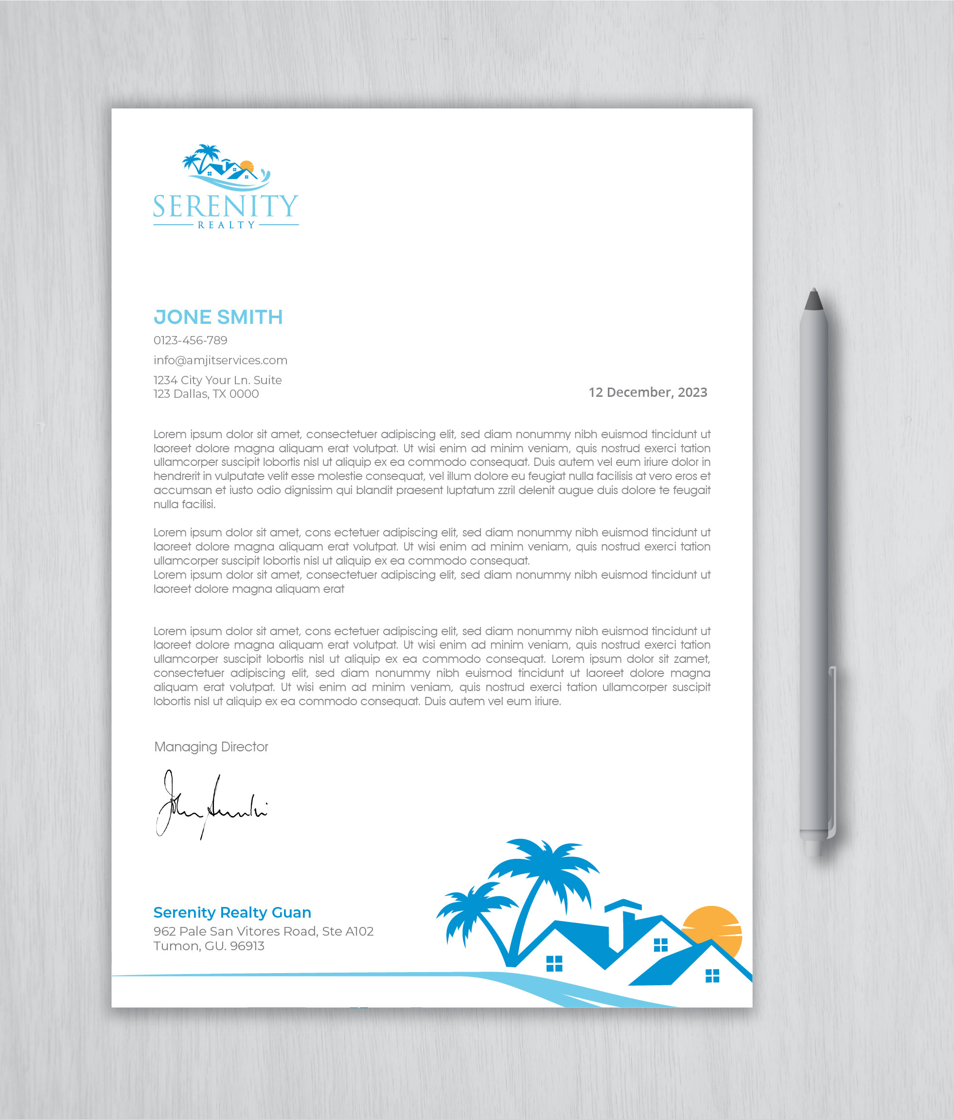 Letterhead Design by artbitin for Serenity Realty | Design #29706161