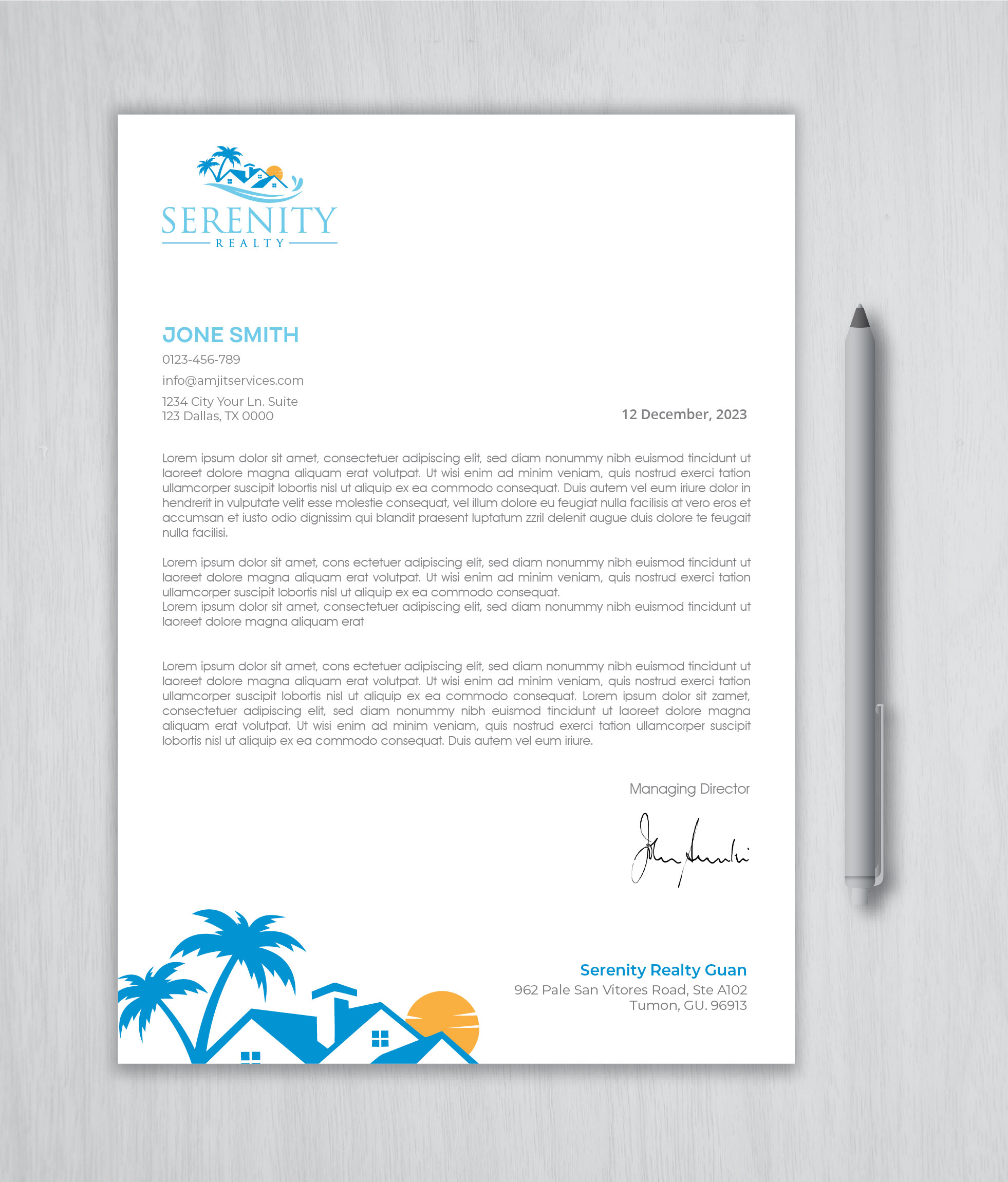 Letterhead Design by artbitin for Serenity Realty | Design #29706162