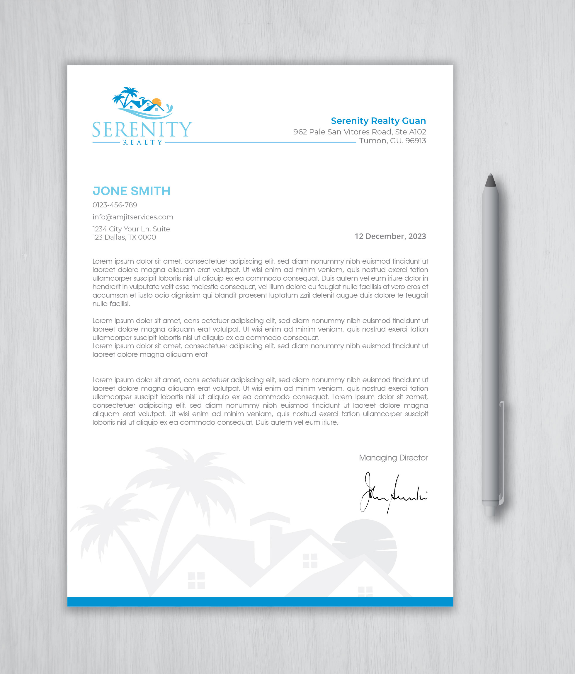 Letterhead Design by artbitin for Serenity Realty | Design #29706163