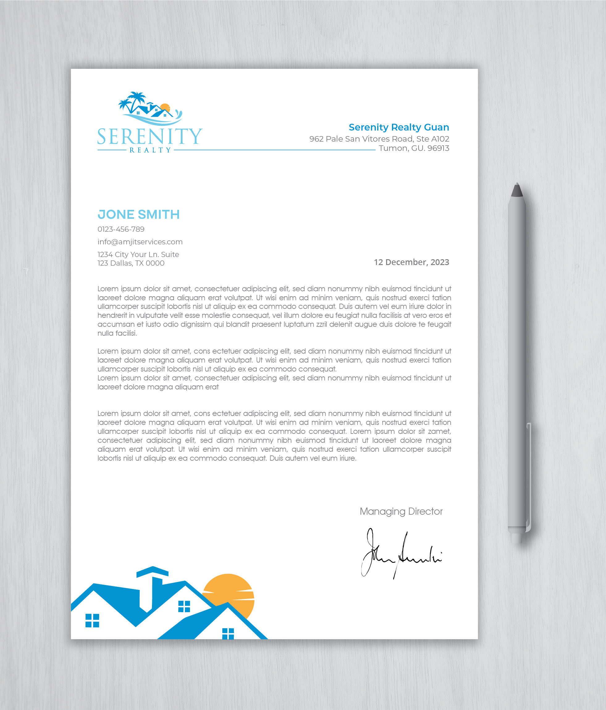 Letterhead Design by artbitin for Serenity Realty | Design #29706164