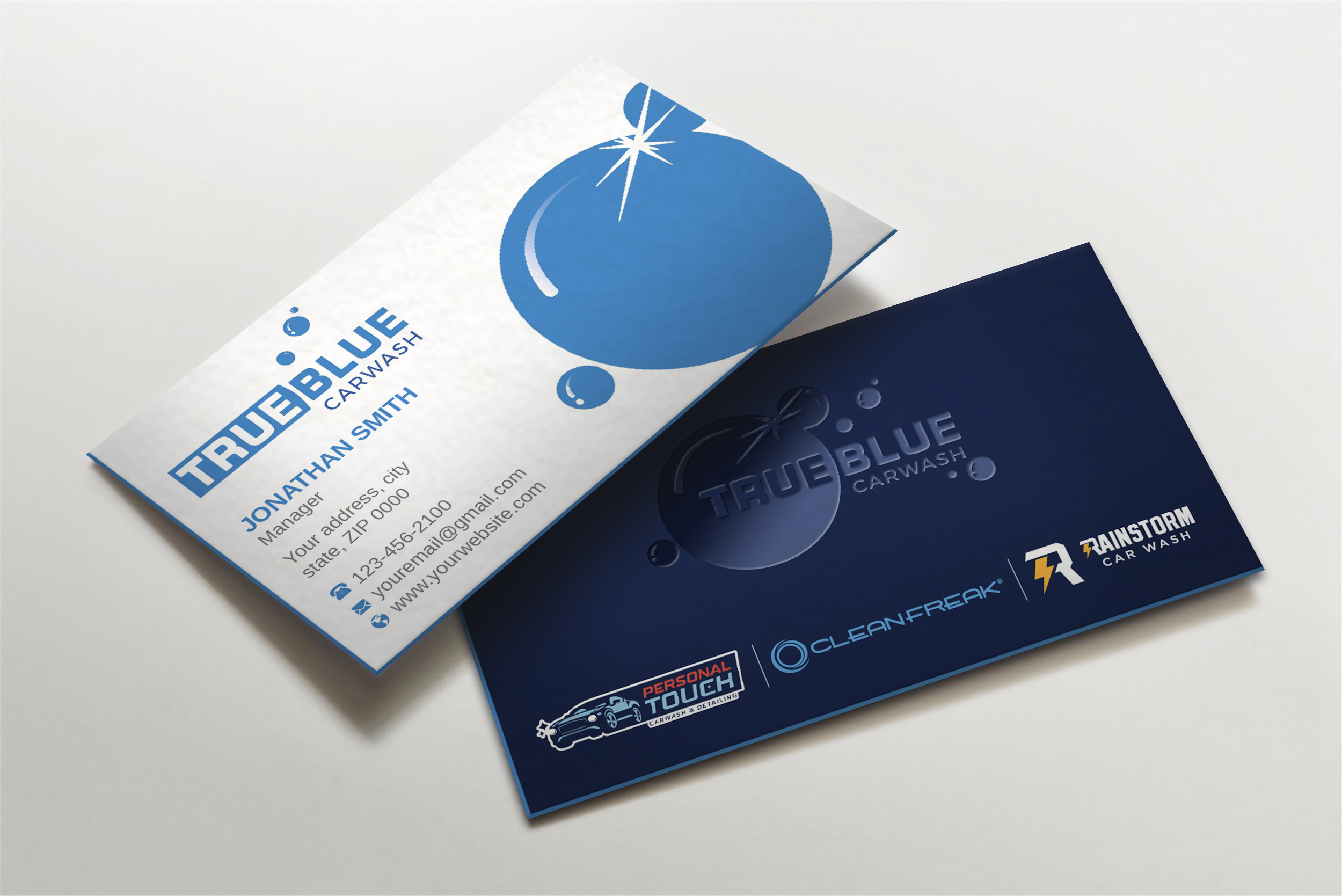Diseño de Tarjeta de Presentación por LAXMI DESIGNHUB para True Blue Car Wash | Diseño #29711626