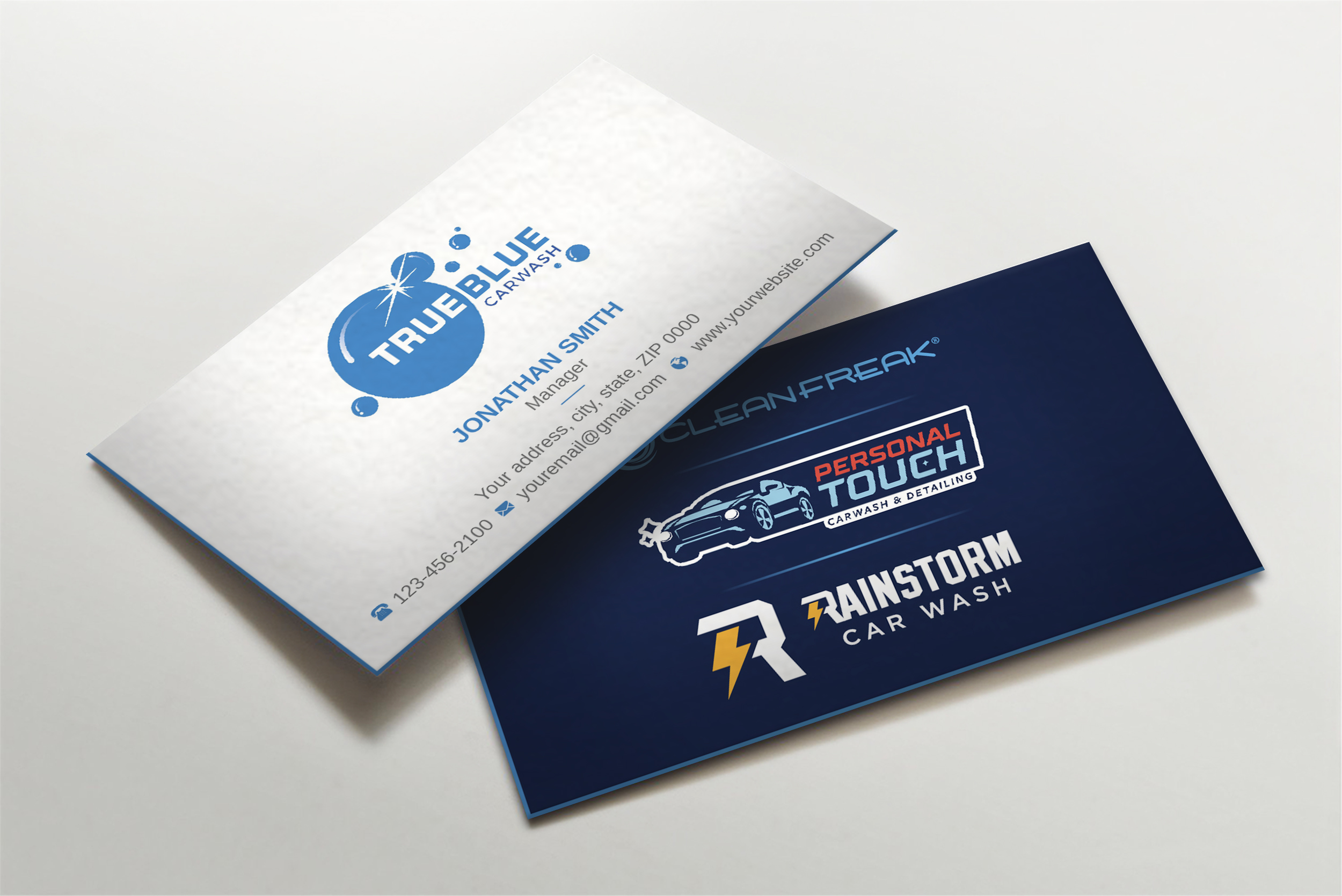 Business Card Design by LAXMI DESIGNHUB for True Blue Car Wash | Design #29711627