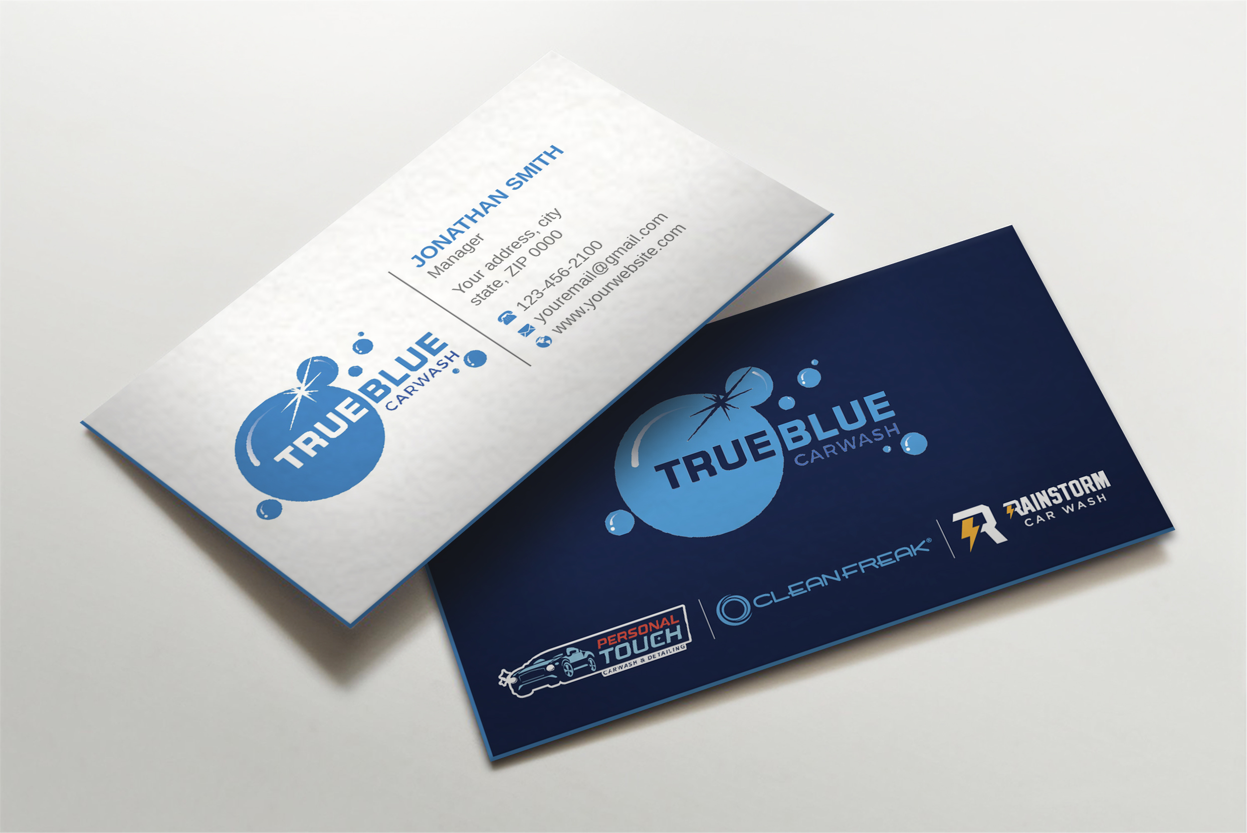 Business Card Design by LAXMI DESIGNHUB for True Blue Car Wash | Design #29711628