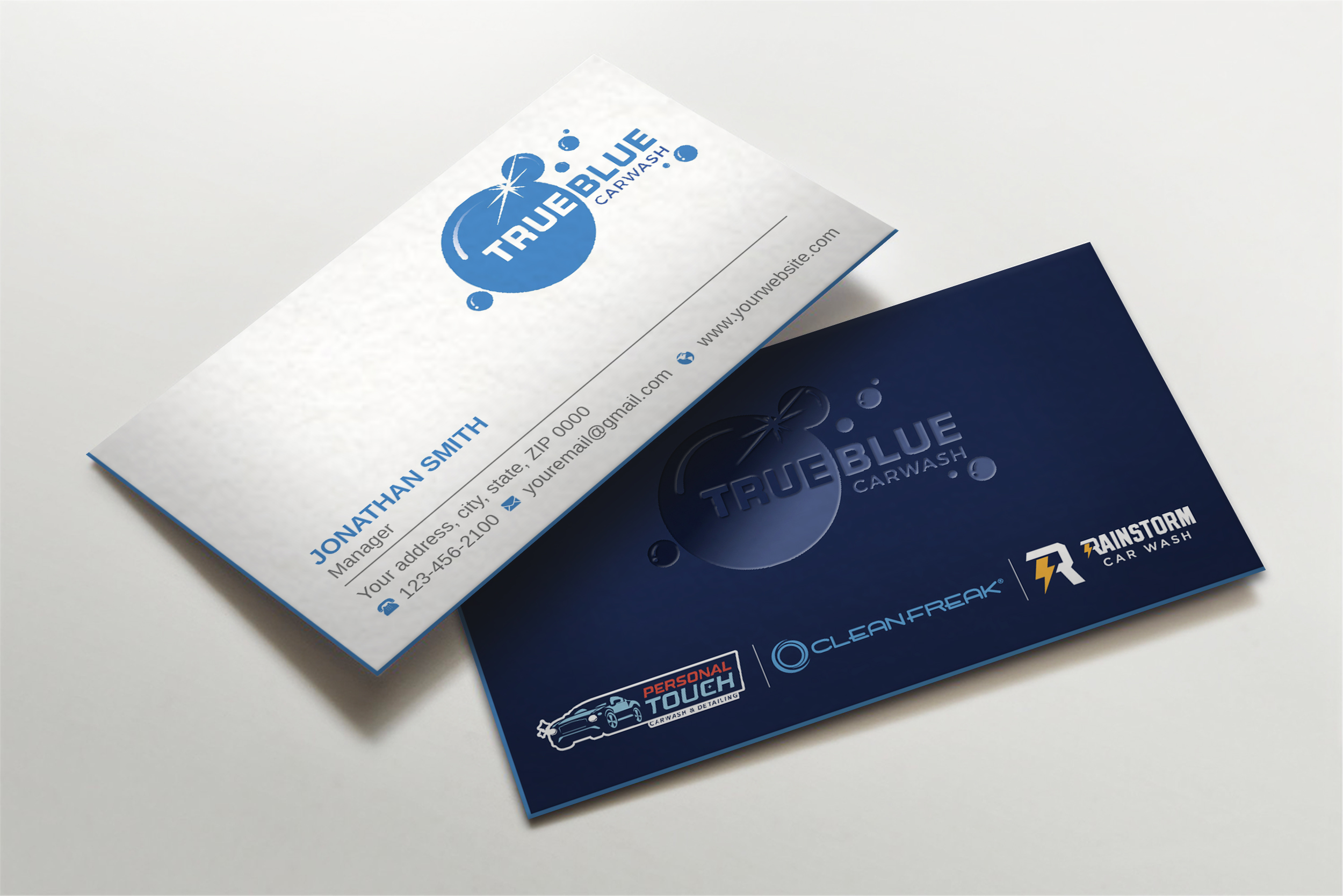 Business Card Design by LAXMI DESIGNHUB for True Blue Car Wash | Design #29711629