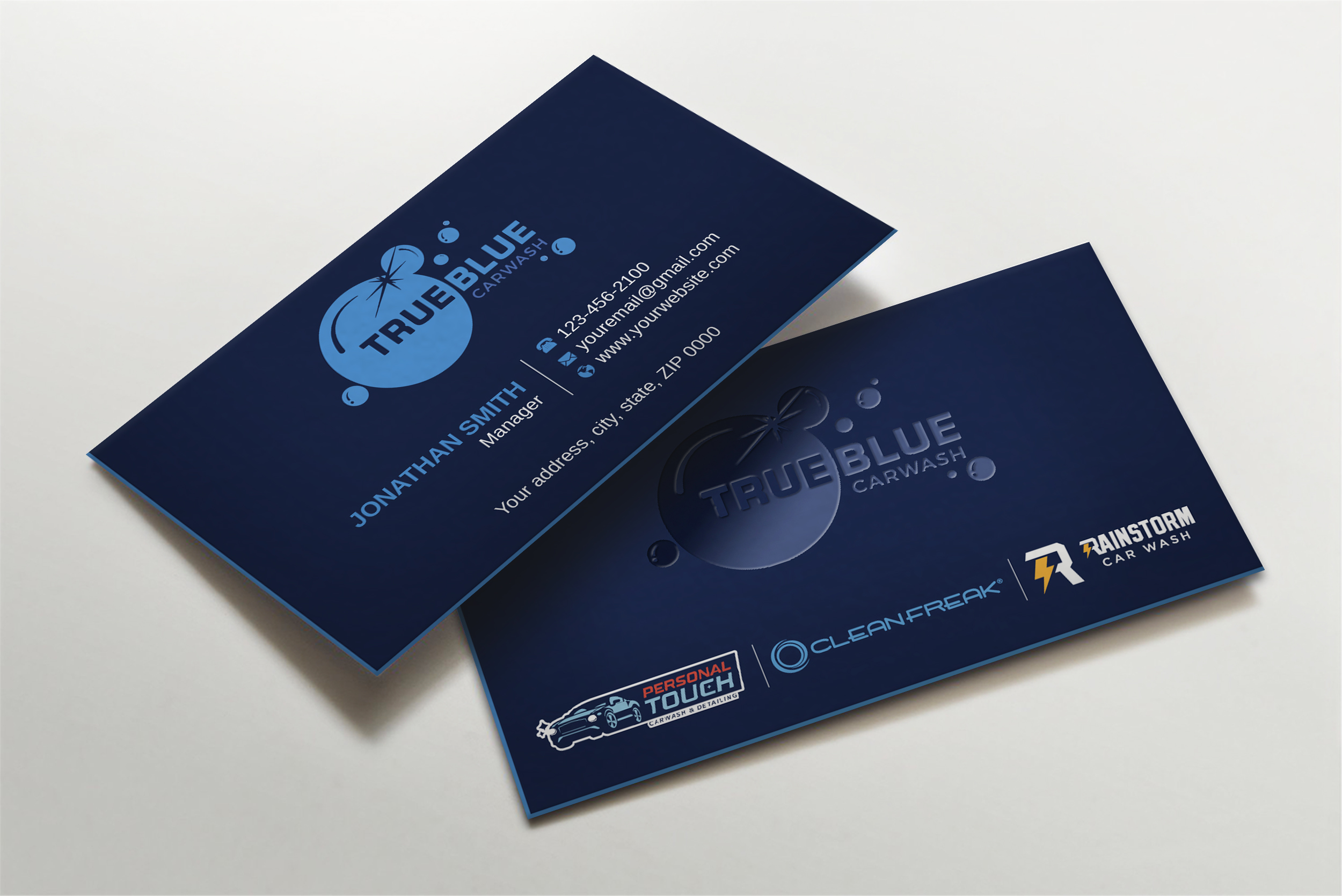 Business Card Design by LAXMI DESIGNHUB for True Blue Car Wash | Design #29711633