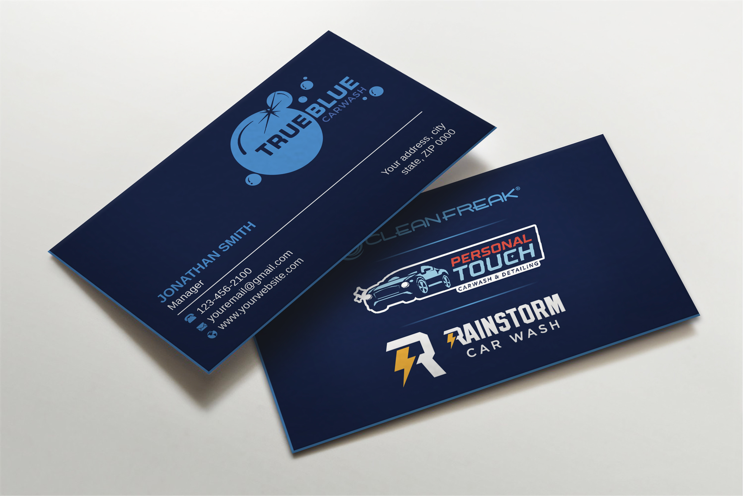 Business Card Design by LAXMI DESIGNHUB for True Blue Car Wash | Design #29711634