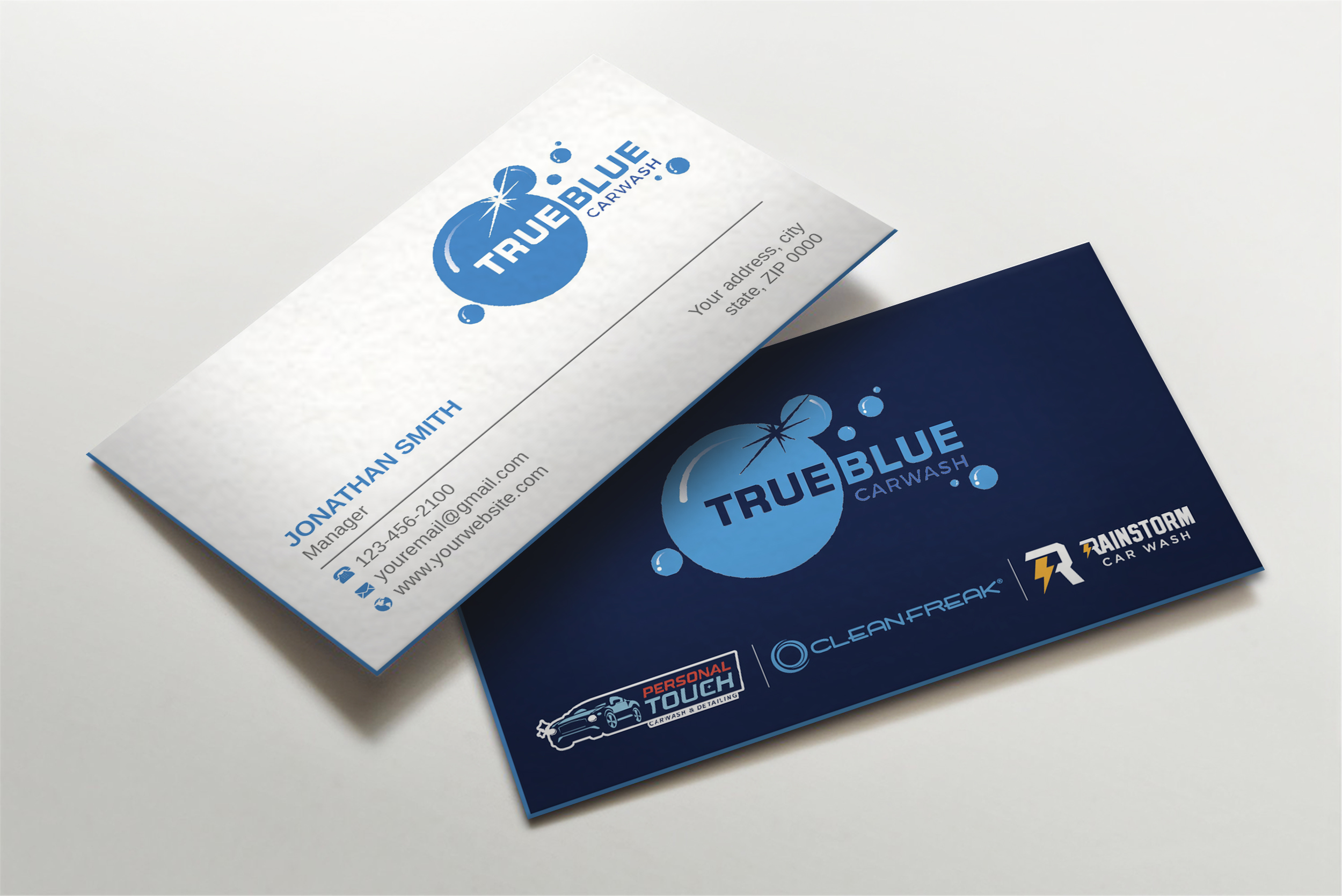 Diseño de Tarjeta de Presentación por LAXMI DESIGNHUB para True Blue Car Wash | Diseño #29711635