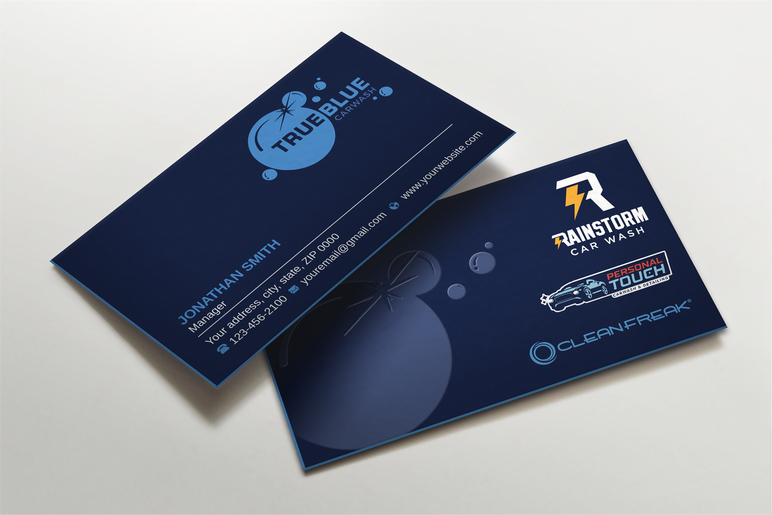 Diseño de Tarjeta de Presentación por LAXMI DESIGNHUB para True Blue Car Wash | Diseño #29711636
