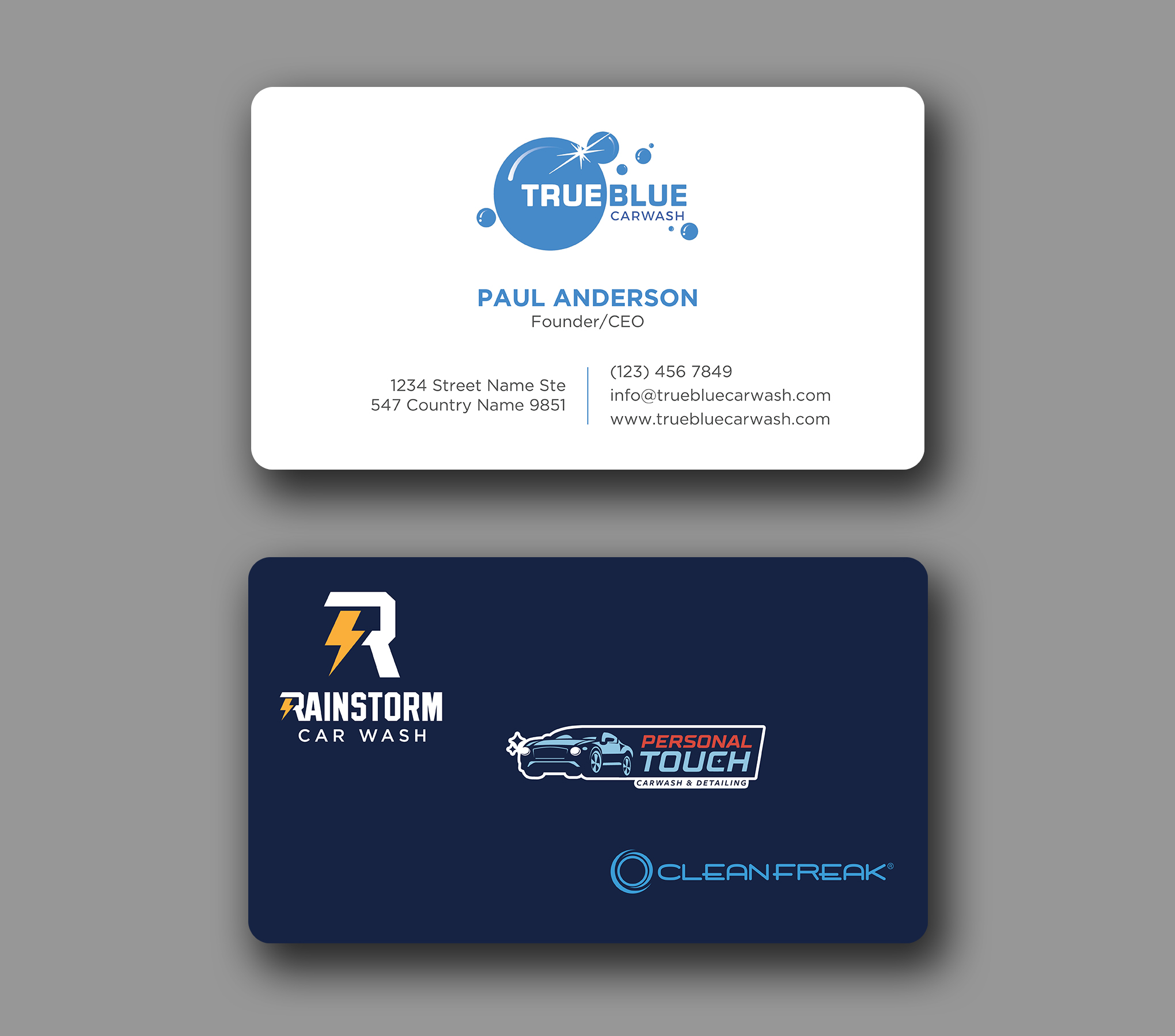 Business Card Design by Uttom 2 for True Blue Car Wash | Design #29709635