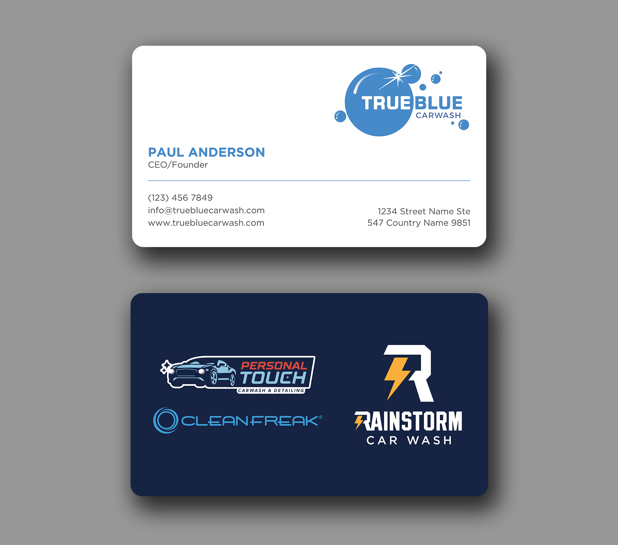 Business Card Design by Uttom 2 for True Blue Car Wash | Design #29709636