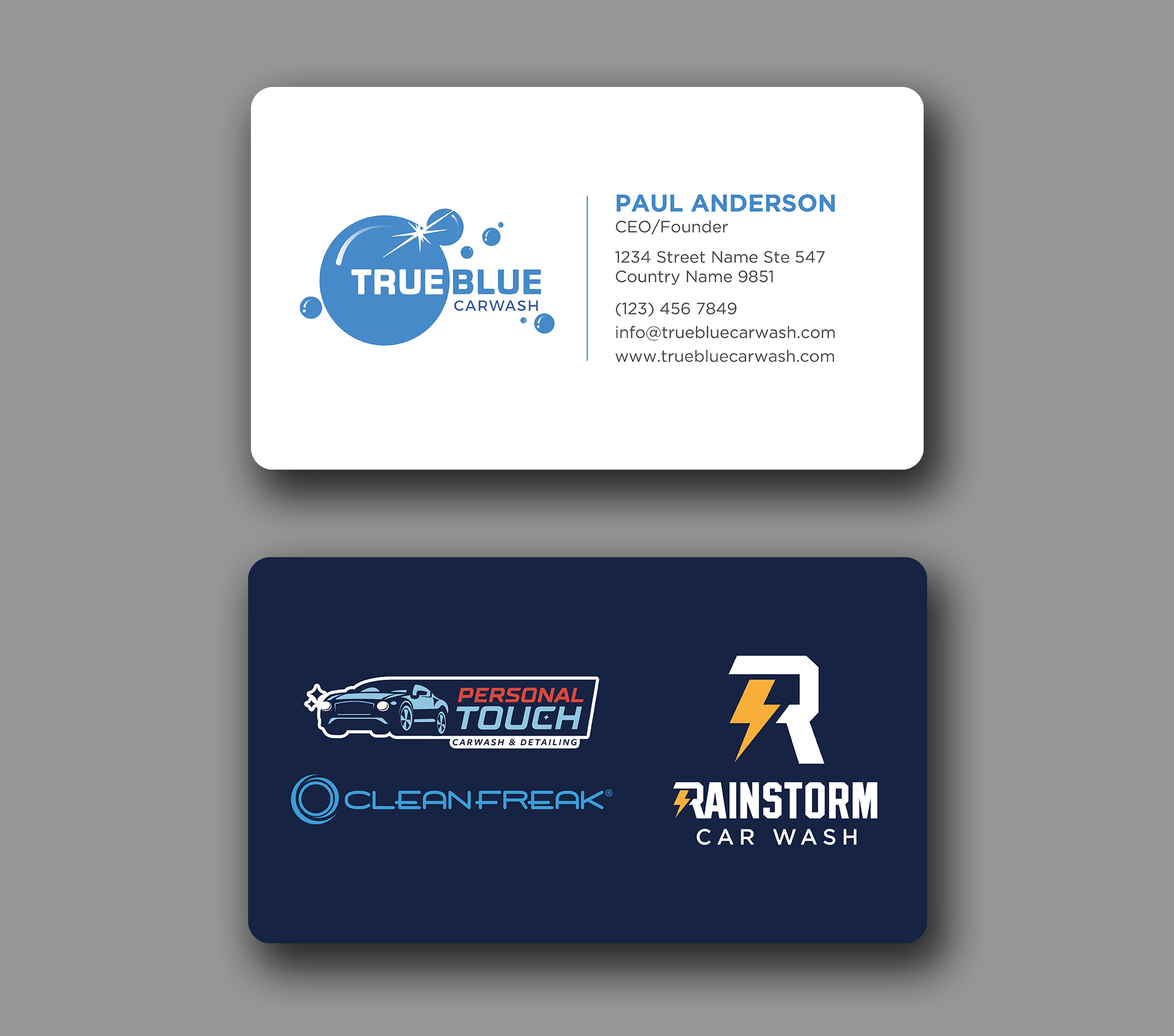 Business Card Design by Uttom 2 for True Blue Car Wash | Design #29709637