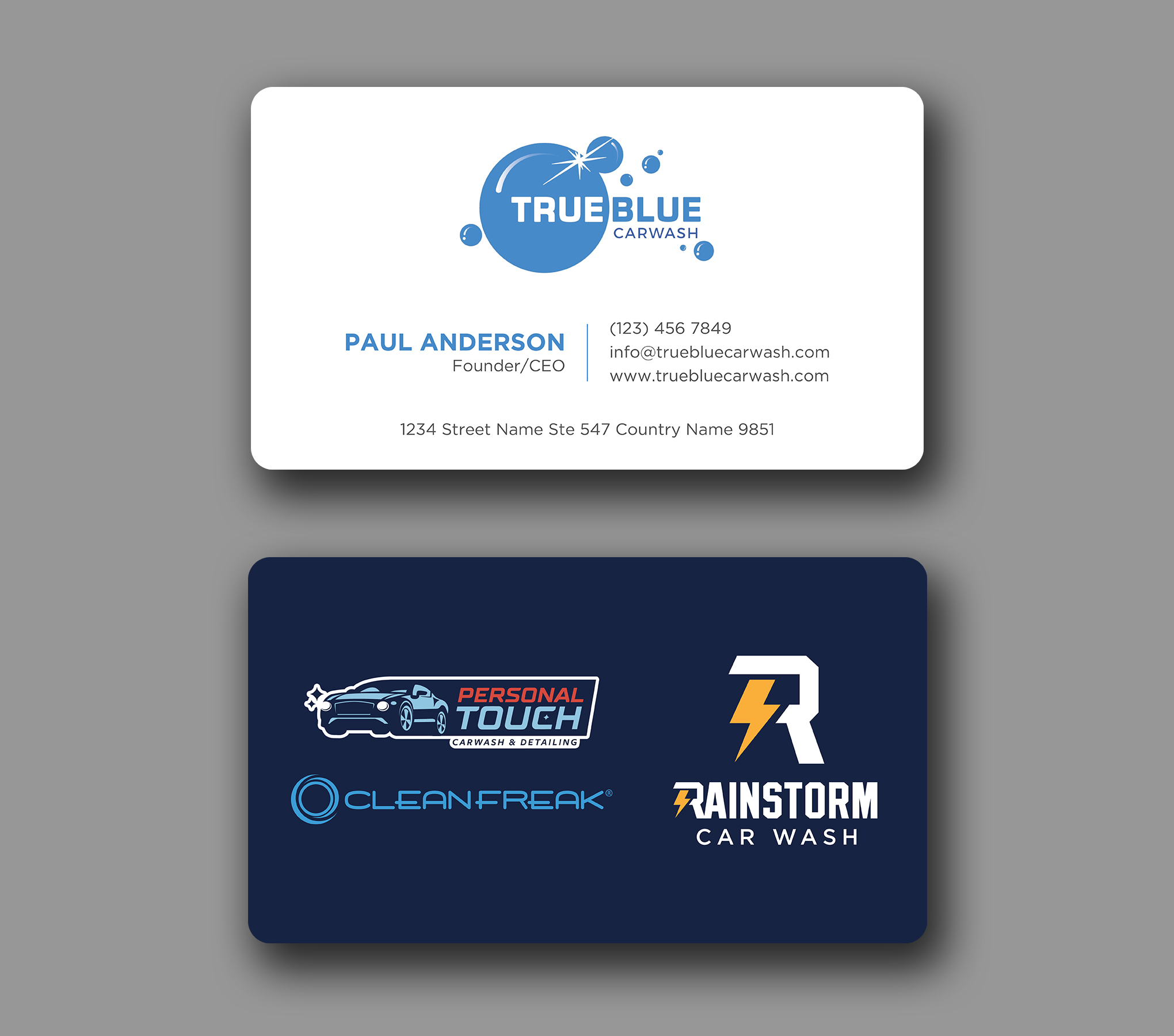 Business Card Design by Uttom 2 for True Blue Car Wash | Design #29709638