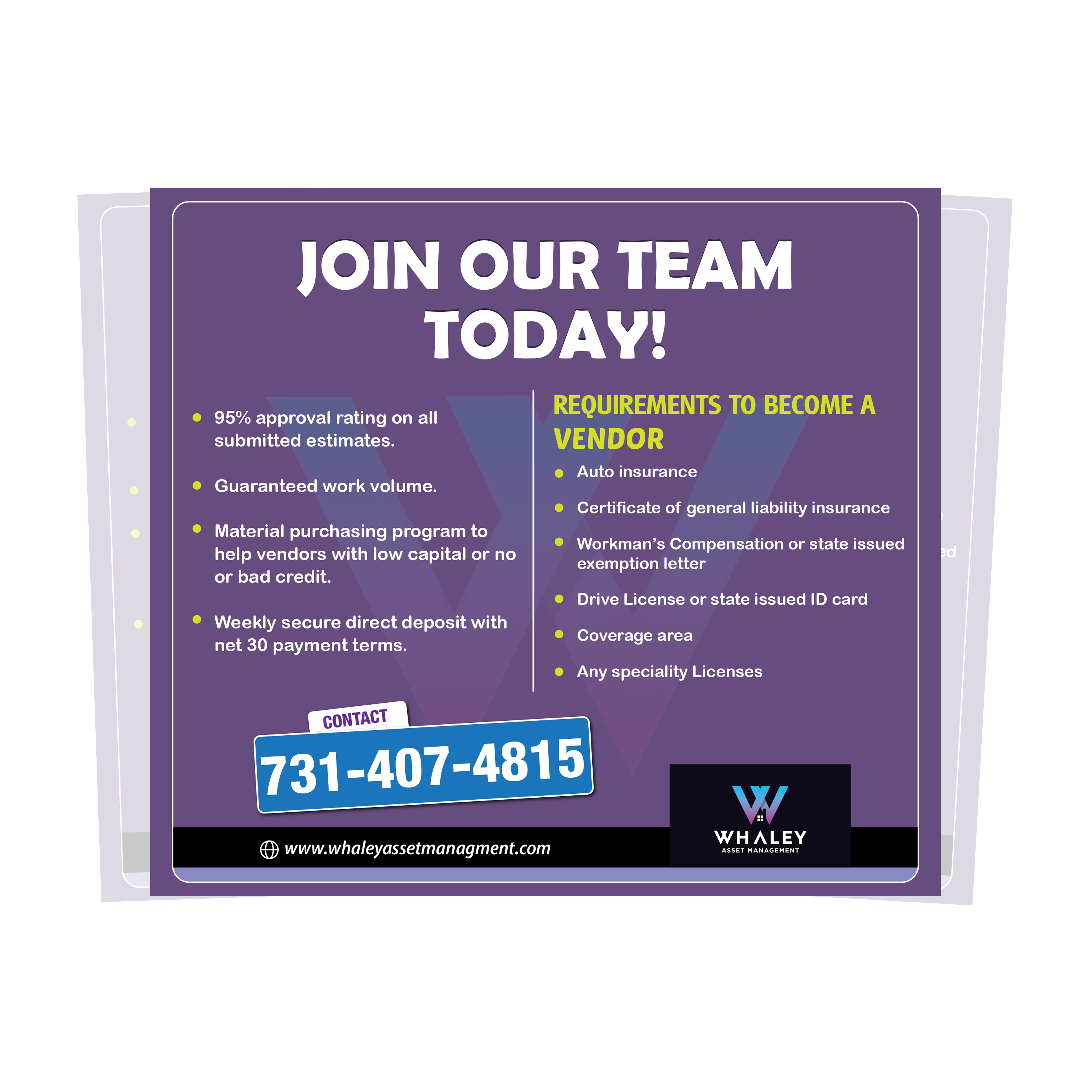 Flyer Design by ivogue for Whaley Asset management LLC | Design #29947248