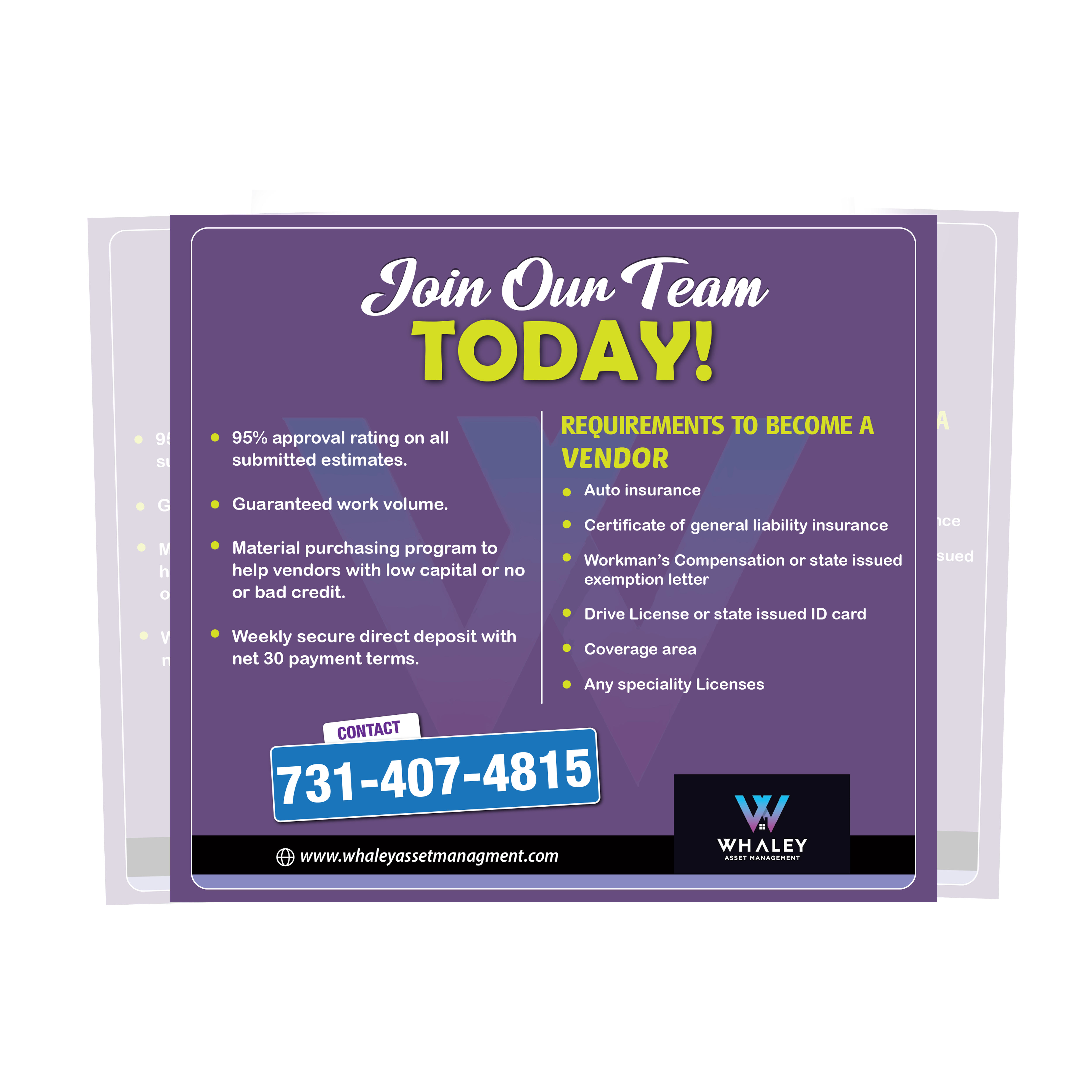 Flyer-Design von ivogue für Whaley Asset management LLC | Design #29947249